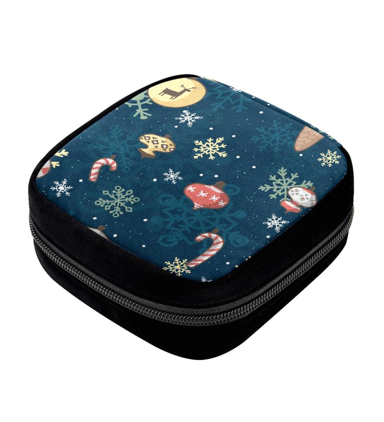 GIAPB Period Bag - Sanitary Napkin Storage & Makeup Pouch - Snowflake Blue Design - Buy Online on GoSupps.com