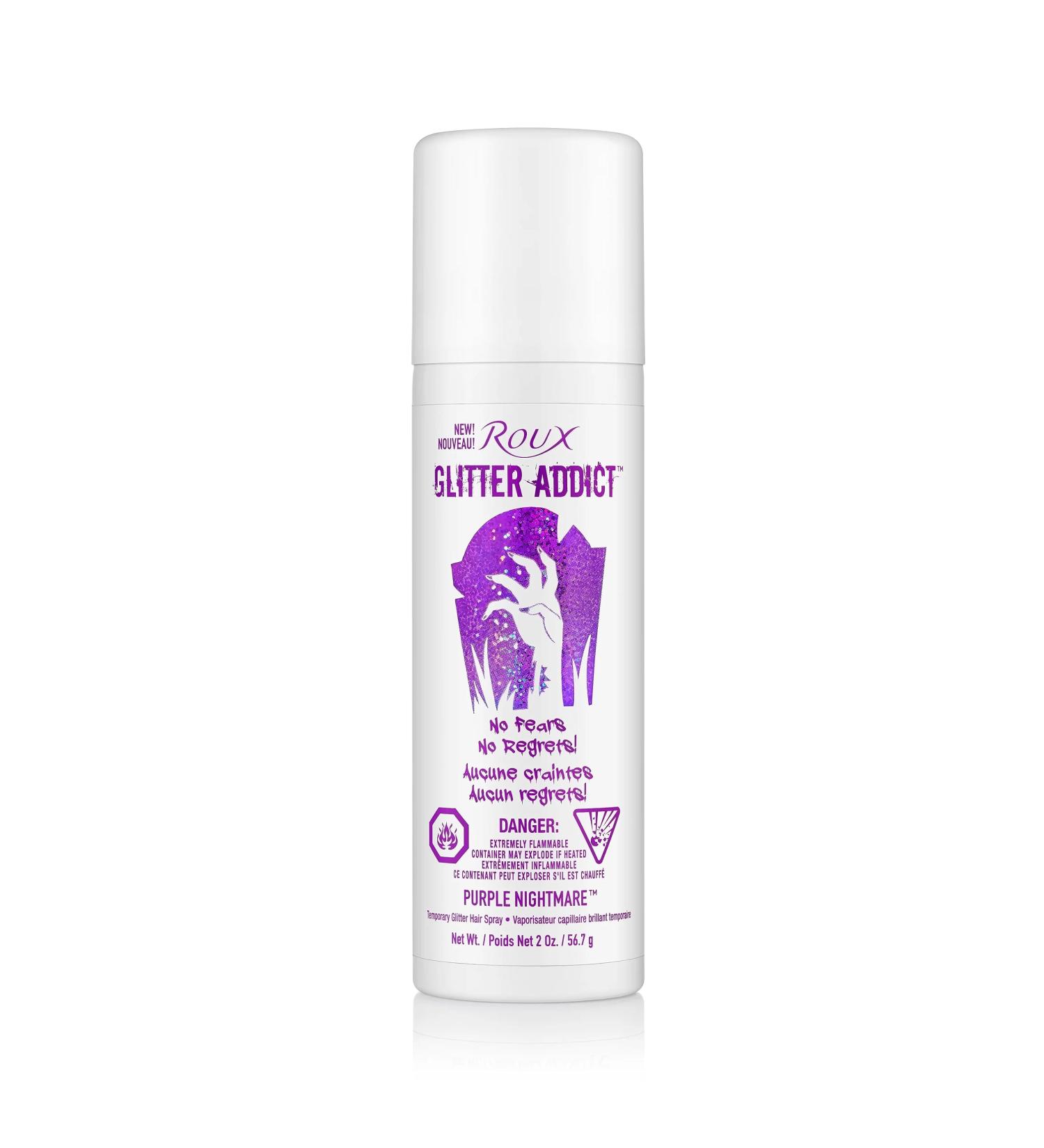 Roux Glitter Addict Temporary Glitter Hair Spray Purple Nightmare 2 ounces