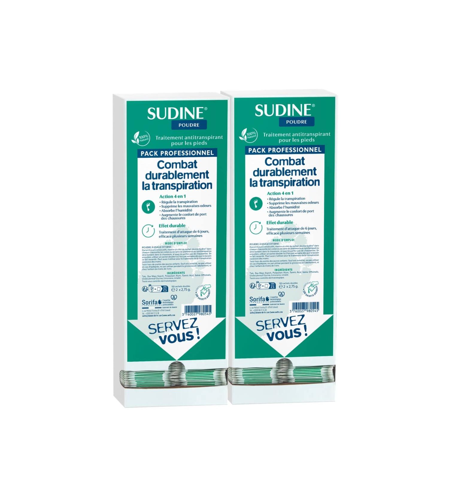 Sudine Powder Anti-Perspiration Treatment | 100 Double Bags Dispenser | Worldwide Shipping - Buy Online on GoSupps.com