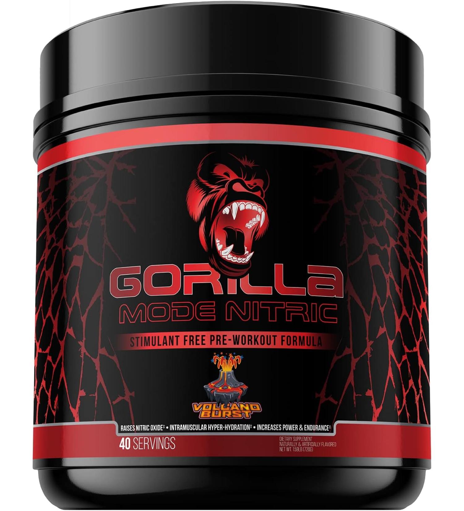 Gorilla Mode Vasodilation Pre-Workout 720g - Stimulant Free, Best Tasting for Massive Pumps - Buy Online on GoSupps.com