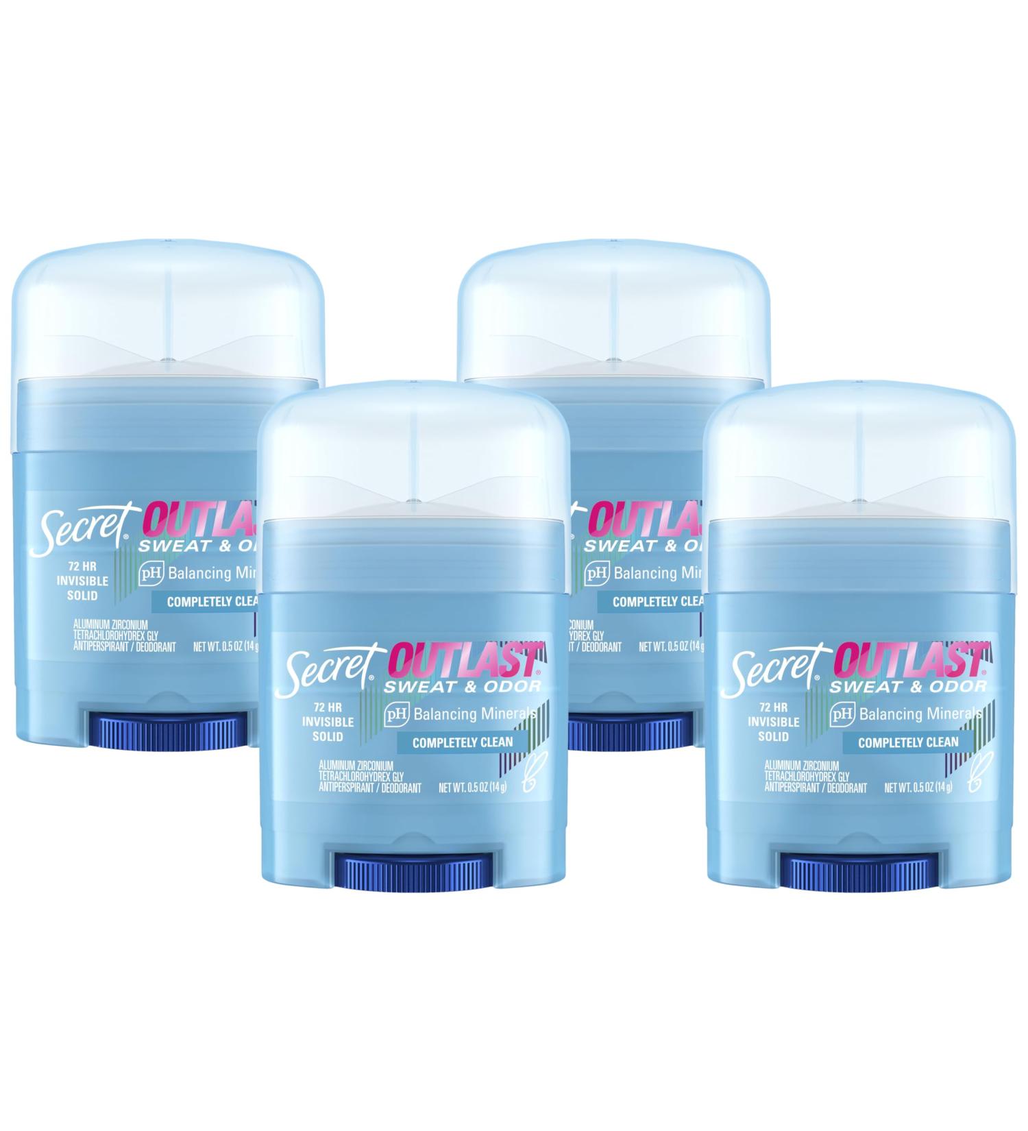 Secret Outlast Clean 0.5 oz (Pack of 4) Clean 0.5 Ounce (Pack of 4) - Buy Online on GoSupps.com