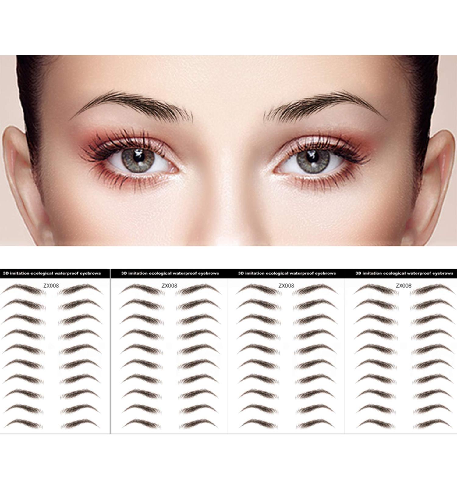 DAGEDA Brown 40 Pairs 4 PC 4D Waterproof Bionic Eyebrow Transfers Stickers | Long Lasting Natural Water Transfer Tattoo for Makeup - ZX-008 Brown - Buy Online on GoSupps.com