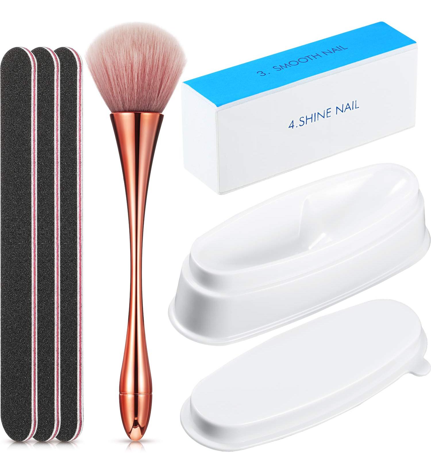 Dip Powder Nail Set with Tray, Brush, File & Buffer - 6 Pieces for DIY Nail Decoration - Buy Online on GoSupps.com