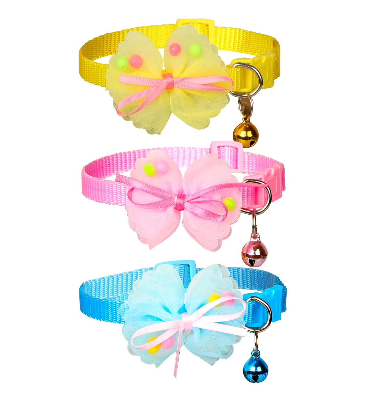 3-Piece Adjustable Cat Collars with Safety Lock | Cute & Durable Kitten Collars for Cats & Puppies (19-32 cm) - Buy Online on GoSupps.com