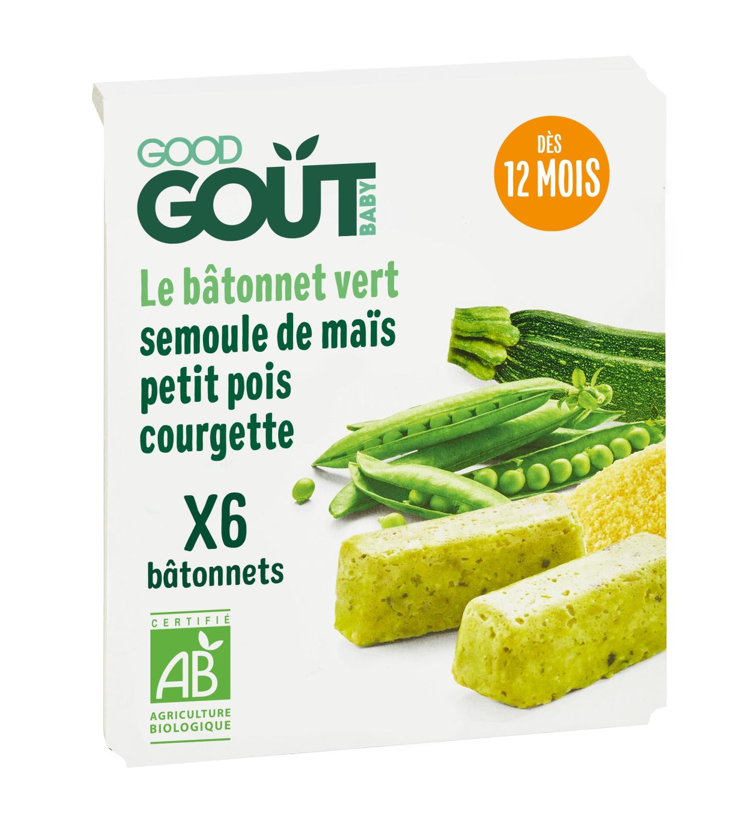 GOOD TASTE - 6 Green Pea Sticks Zucchini Cornmeal - From 12 months - Molded Texture - Made in France - 120g - Buy Online on GoSupps.com