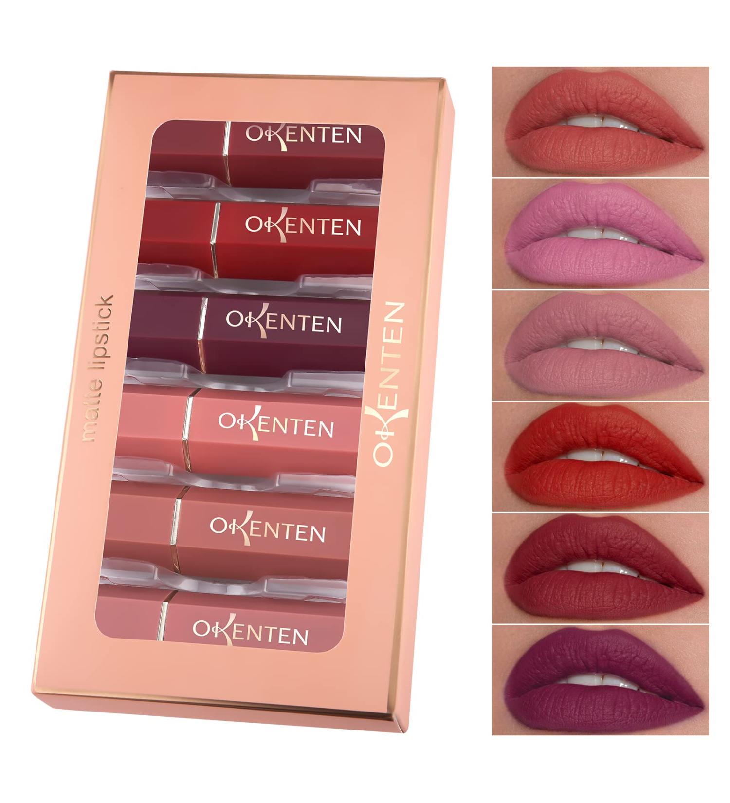 Matte Lipstick Set - Waterproof, Long-Lasting, Intense Pigments - 6 Colors Lip Makeup Kit - Beauty Gift for Women - Buy Online on GoSupps.com