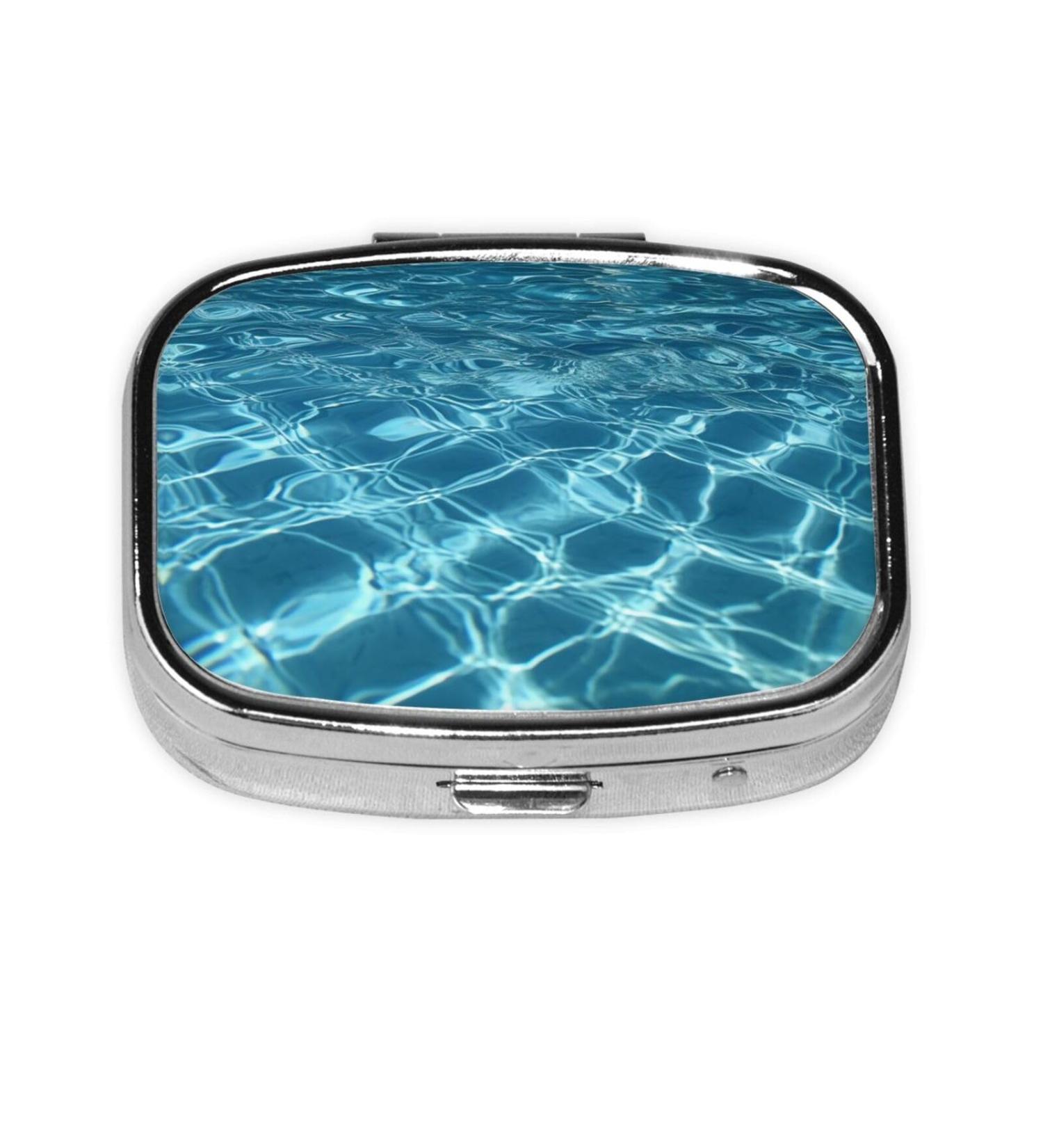 Swimming Pool Water Printing Pill Case | 2 Compartment Small Pill Box & Travel Organizer - Perfect Gift for Travel & Pocket - Buy Online on GoSupps.com