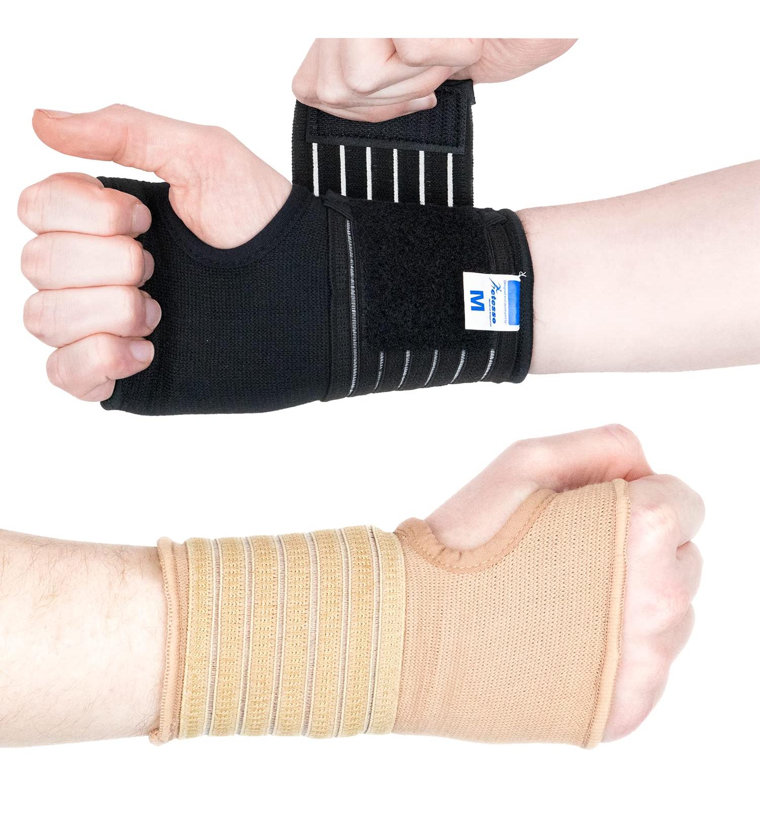 Actesso Elastic Wrist Support with Strap - XL Black - For Sprains, Injuries, or Sports - Flexible Support Without Metal Bar | Left or Right - Buy Online on GoSupps.com