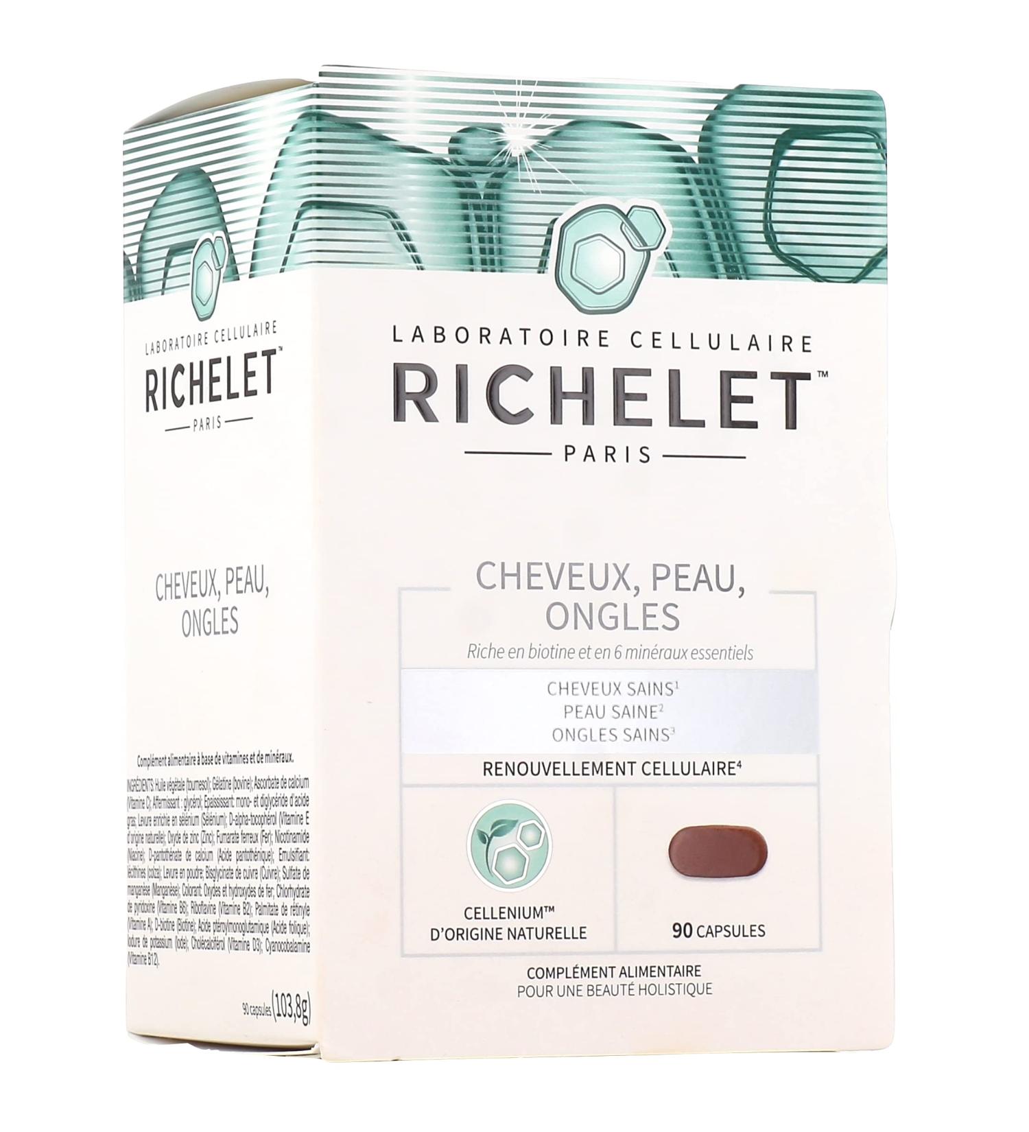 RICHELET HAIR SKIN NAILS - Healthy Hair Healthy Skin and Healthy Nails Box of 90 Capsules - Buy Online on GoSupps.com