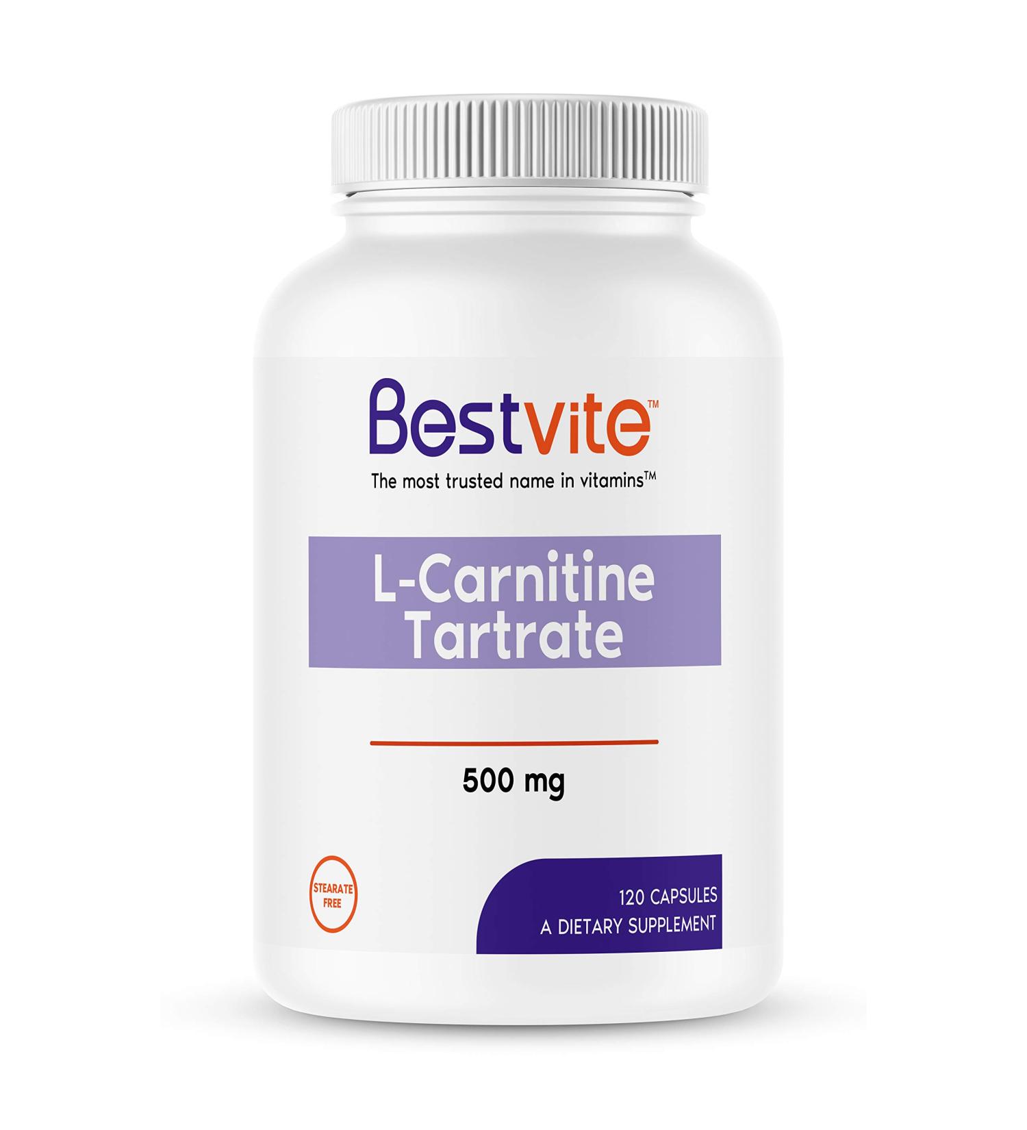 L-Carnitine Tartrate 500mg Capsules - 120 Count - Non GMO, Gluten Free - No Stearates - Premium Quality - Buy Online on GoSupps.com