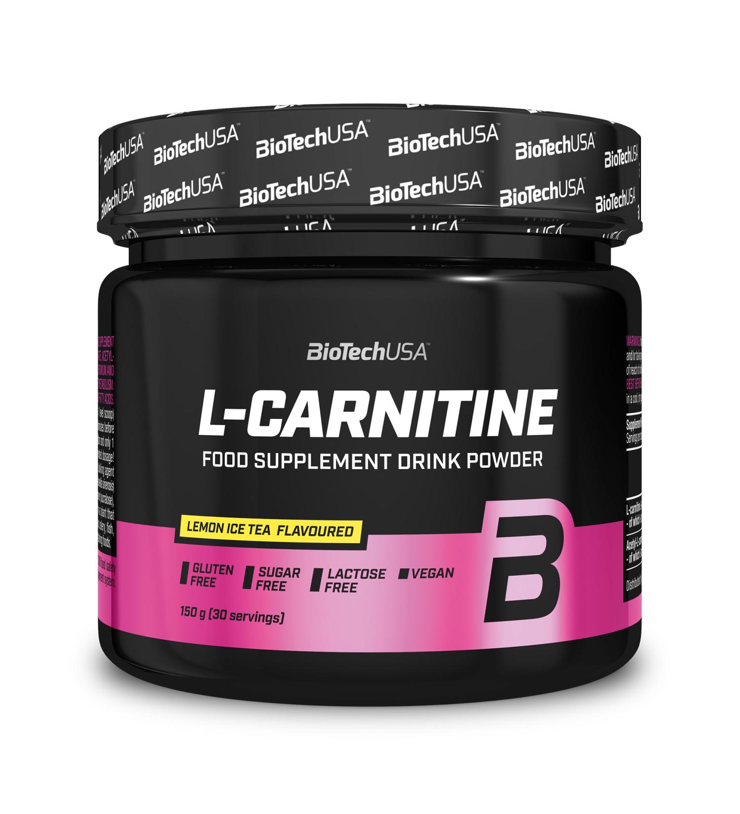Biotechusa L-Carnitine Drink Powder - 2000 mg | Vegan Gluten-Free Sugar-Free | ICE Tea Lemon Flavor 150g - Boost Energy & Performance - Buy Online on GoSupps.com