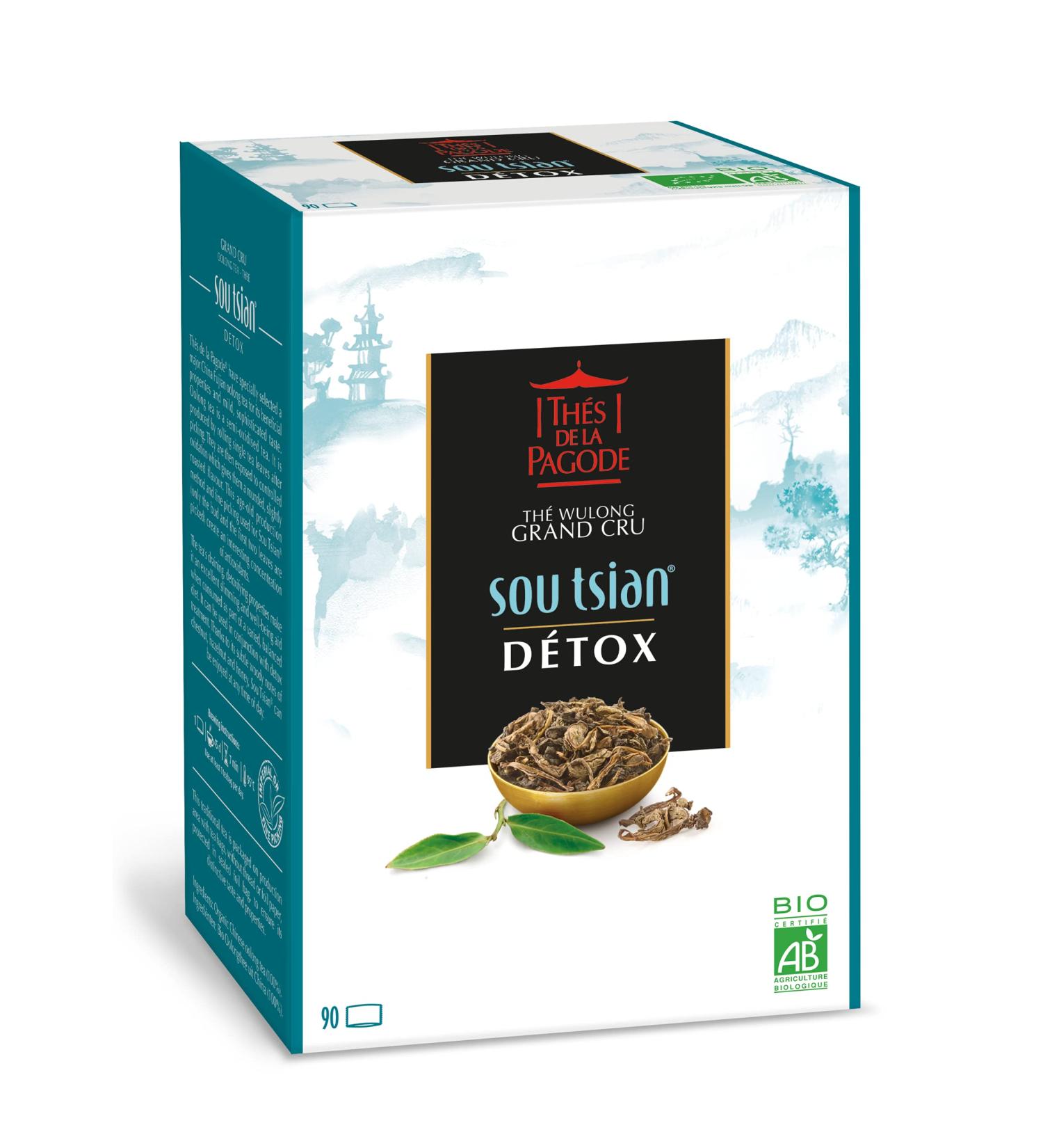  THES DE LA PAGODE Pagoda Teas - Organic Sou Tsian Tea - Wulong Tea - Organic Oolong Tea - Detox Drainage and Elimination (90 Tea Bags) - Buy Online on GoSupps.com