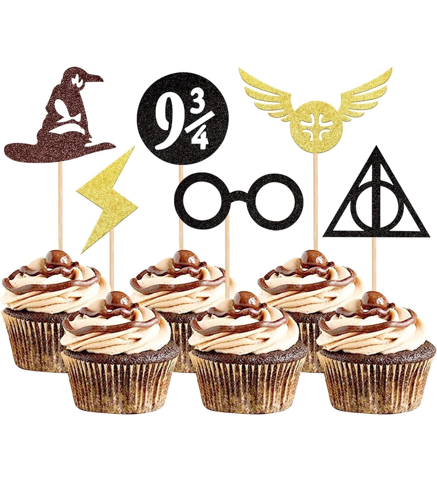 24 Pack Wizard Cupcake Toppers Glitter Magical Inspired Cupcake Picks for Wizard Theme Baby Shower Kids Birthday Party Cake Decorations Supplies 1 - Buy Online on GoSupps.com