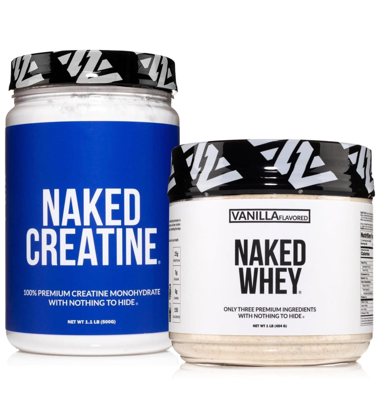 NAKED Vanilla Whey Protein Powder 1LB (12 Servings) Pure Micronized Creatine Monohydrate 500g (100 Servings) Grass-Fed Bulk Non-GMO Gluten Free Soy Free - Buy Online on GoSupps.com