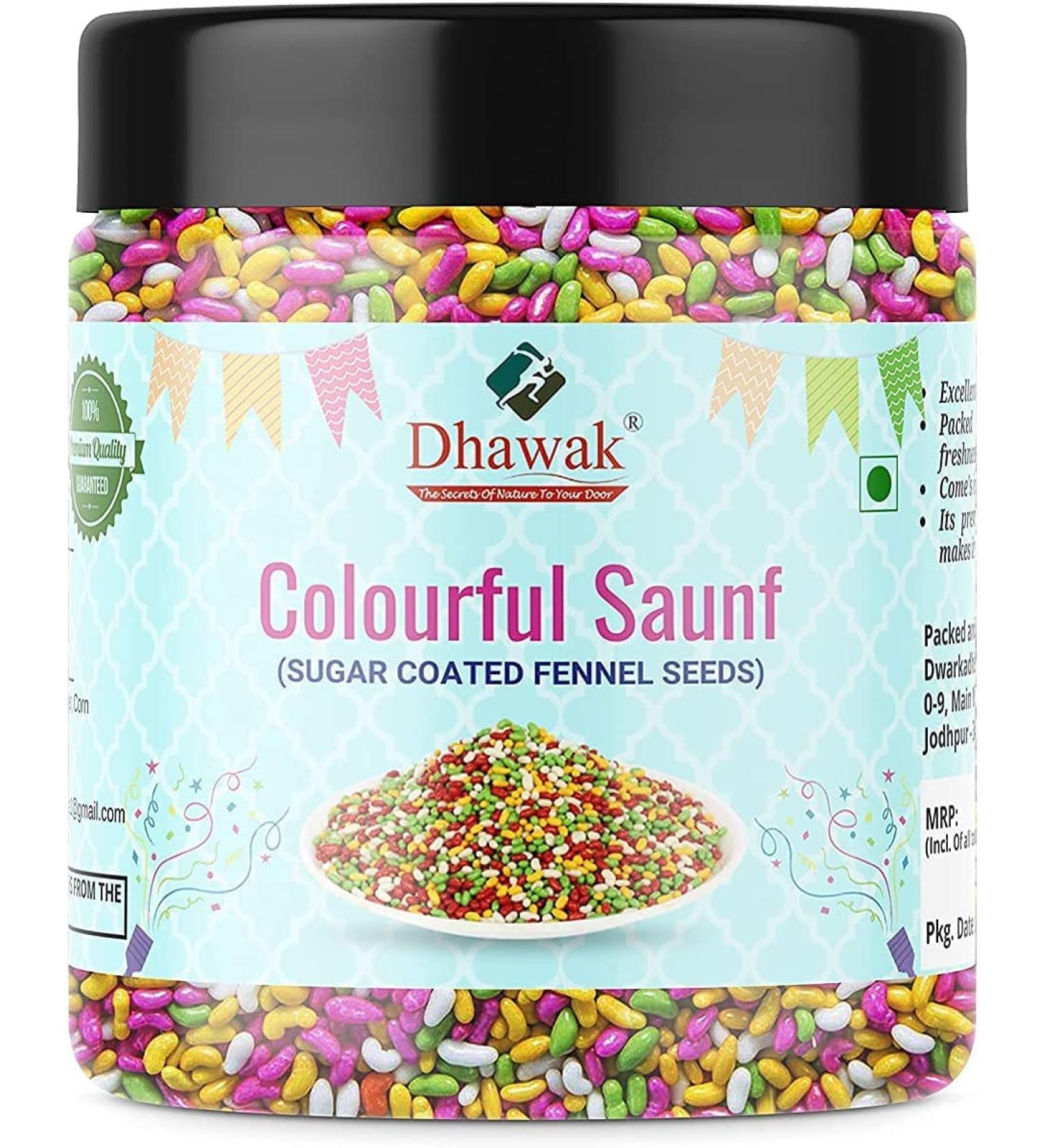 AOZA Dhawak Colourful Sugar Coated SAUNF| Colorful Fennel Seed - 400 GMS. Mouth Freshener| Jar Pack| - Buy Online on GoSupps.com