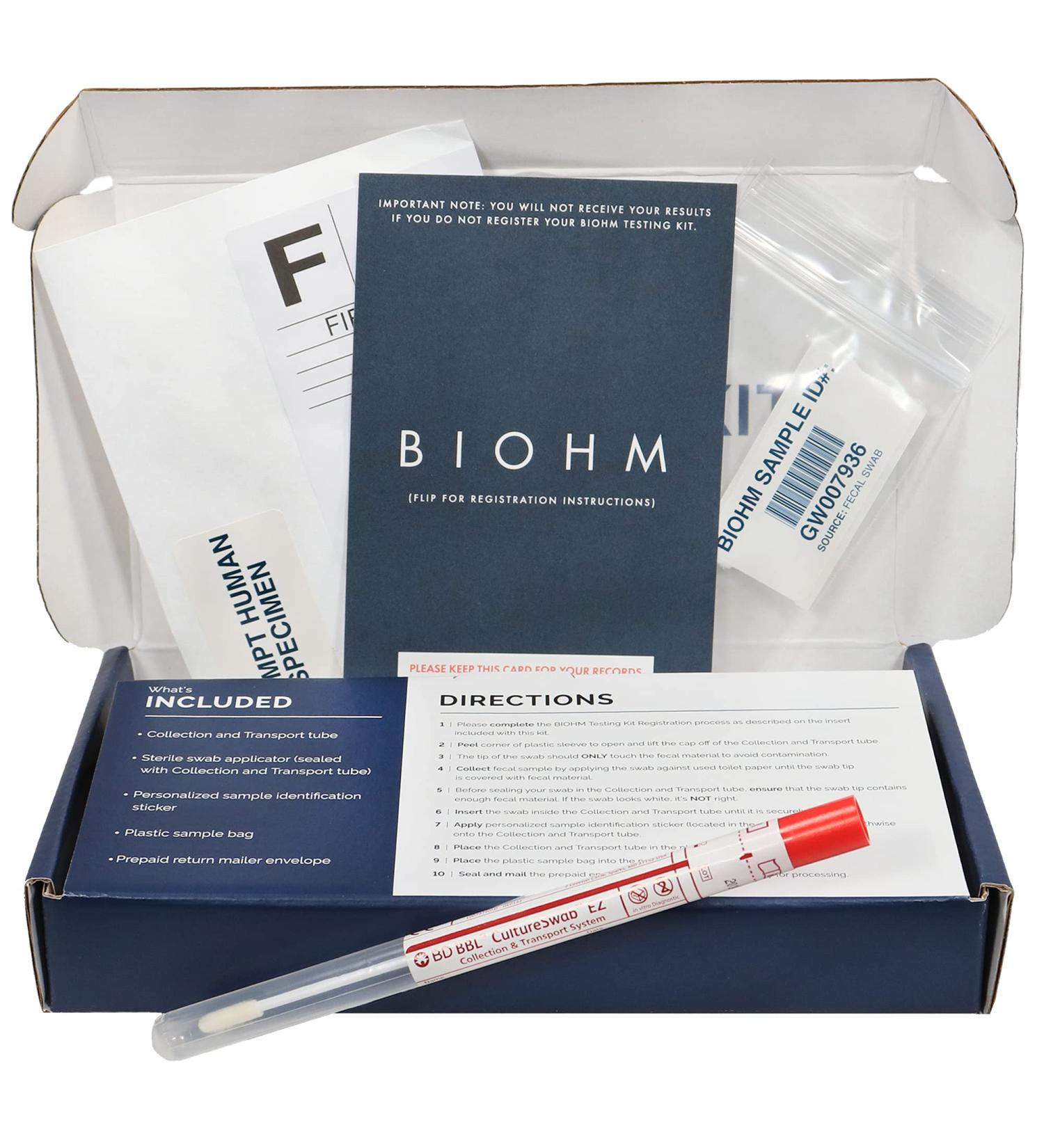 BIOHM Gut Test Kit: Gut Health and Digestive Health - Bacteria Test with Easy-to-Read Results & Recommendations - Buy Online on GoSupps.com