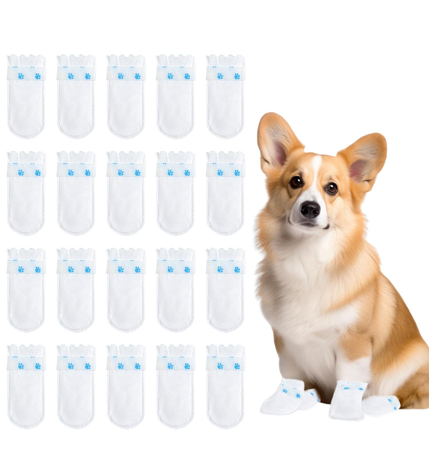 Disposable Dog Socks 20 Pcs Adjustable Disposable Dog Shoes Boots Dirt-Proof Pet Socks Dog Paw Protectors Foot Cover with Self Adhesive Bandage for Outdoor Indoor Walking (Small) - Buy Online on GoSupps.com