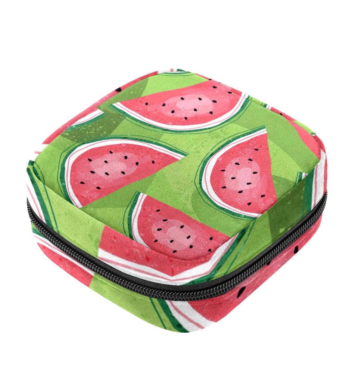 Buy Stylish Menstruation Pad Bag with Zipper - Abstract Summer Fruits & Watermelon Patterns for Women & Girls - Buy Online on GoSupps.com