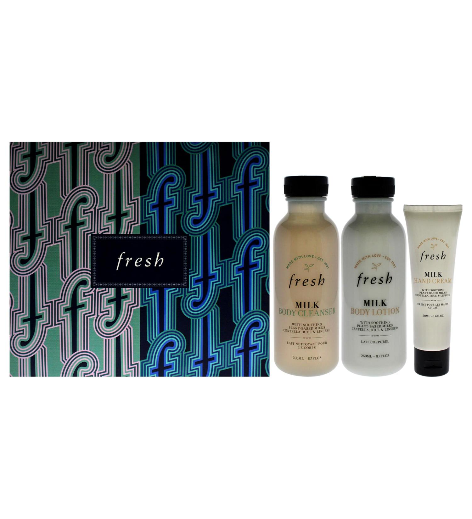 Fresh Milk Body Care Kit for Women | 3 Pc Set - Body Wash Lotion & Hand Cream - Hydrating & Nourishing - Buy Online on GoSupps.com