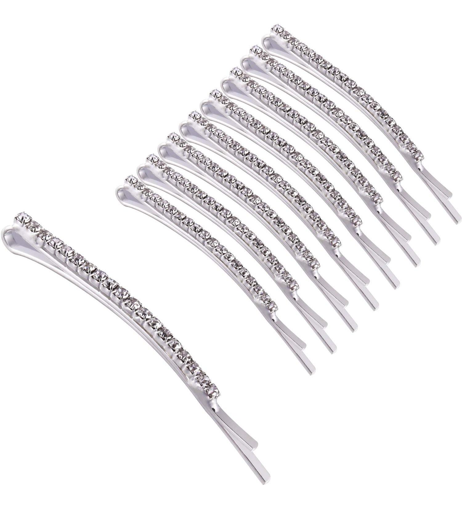 TecUnite 16 Piece Rhinestone Bobby Pin Set - Clear Crystal Hair Clips for Women and Girls (White) - Buy Online on GoSupps.com