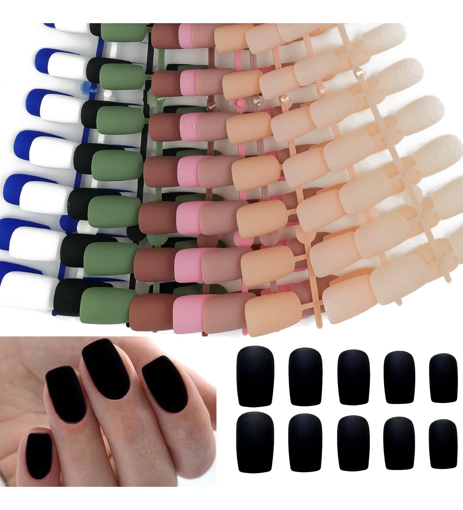 Bellelfin 240pcs Square Full Cover Short Press on False Nails - 10 Colors, 12 Sizes - DIY Manicure for Women, Girls, Teens - Buy Online on GoSupps.com