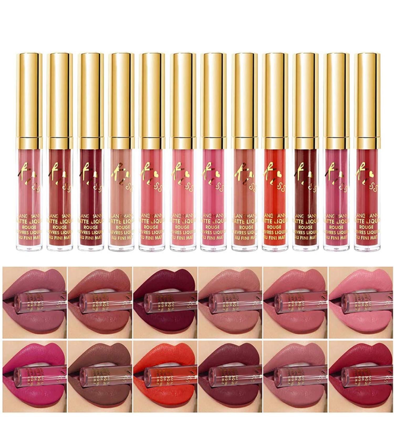 12 Colors Sexy Lip Gloss Set - Waterproof Moisturizing Liquid Lipsticks | Professional Matte Gift Set - Buy Online on GoSupps.com