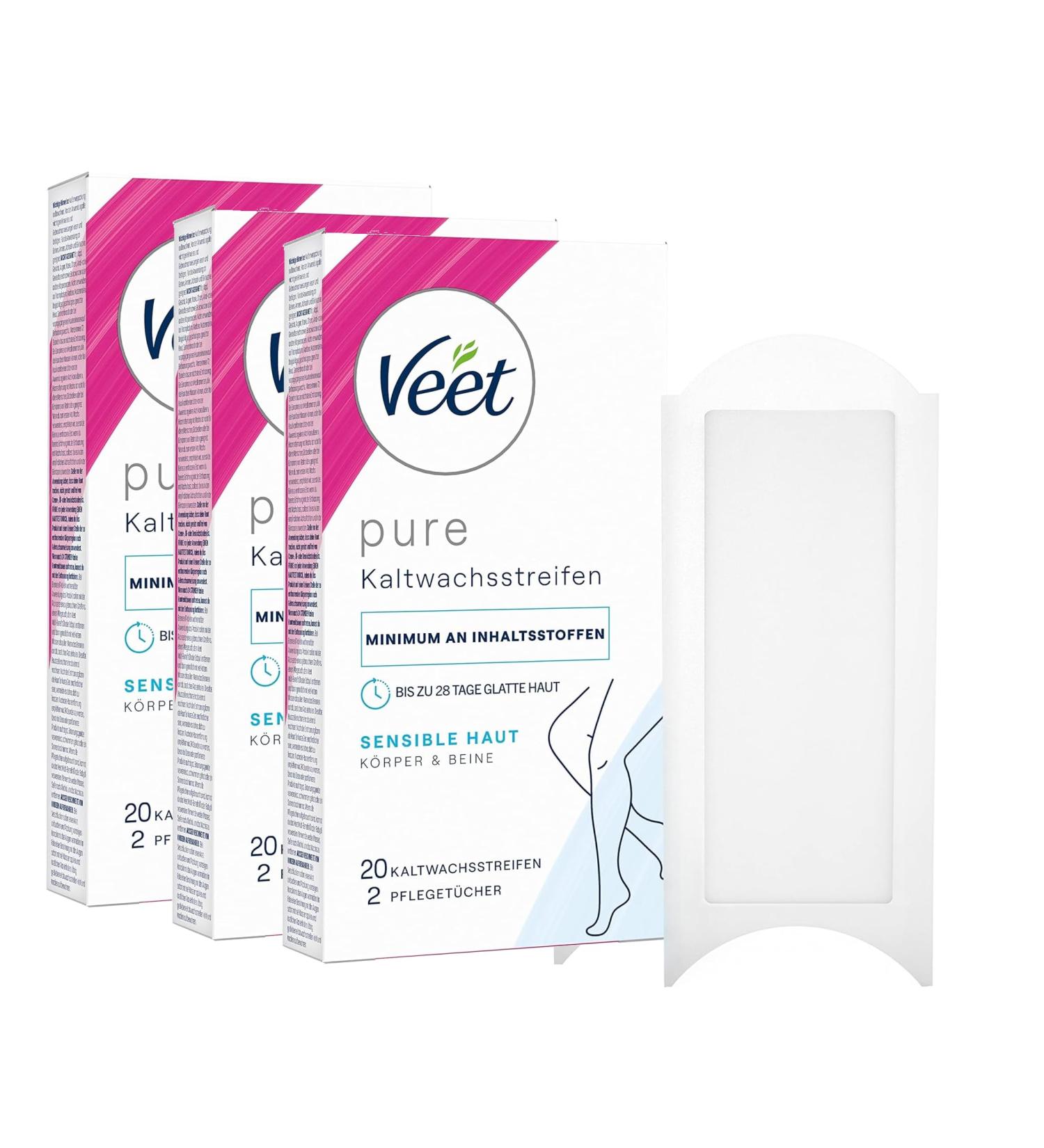 Veet Cold Wax Strips for Sensitive Skin - 3-Pack for Legs & Body | Easy Hair Removal for Short Hair - Buy Online on GoSupps.com