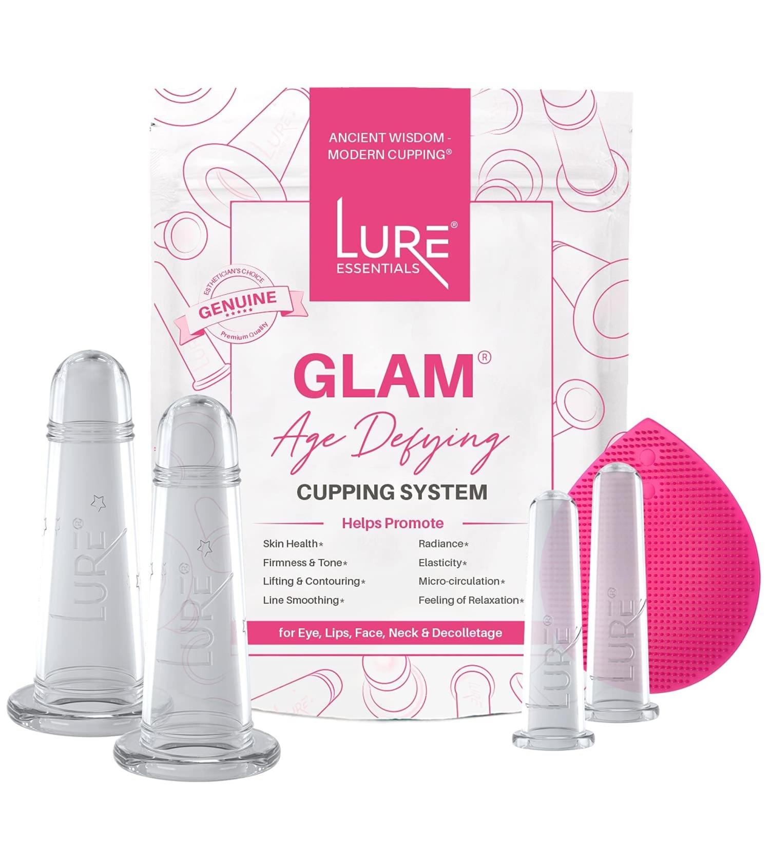 LURE Essentials Glam Facial Cupping Set - 5 pc Face Eyes Lips Cupping with Brush for Collagen & Lymphatic Massage - Ships Worldwide - Buy Online on GoSupps.com