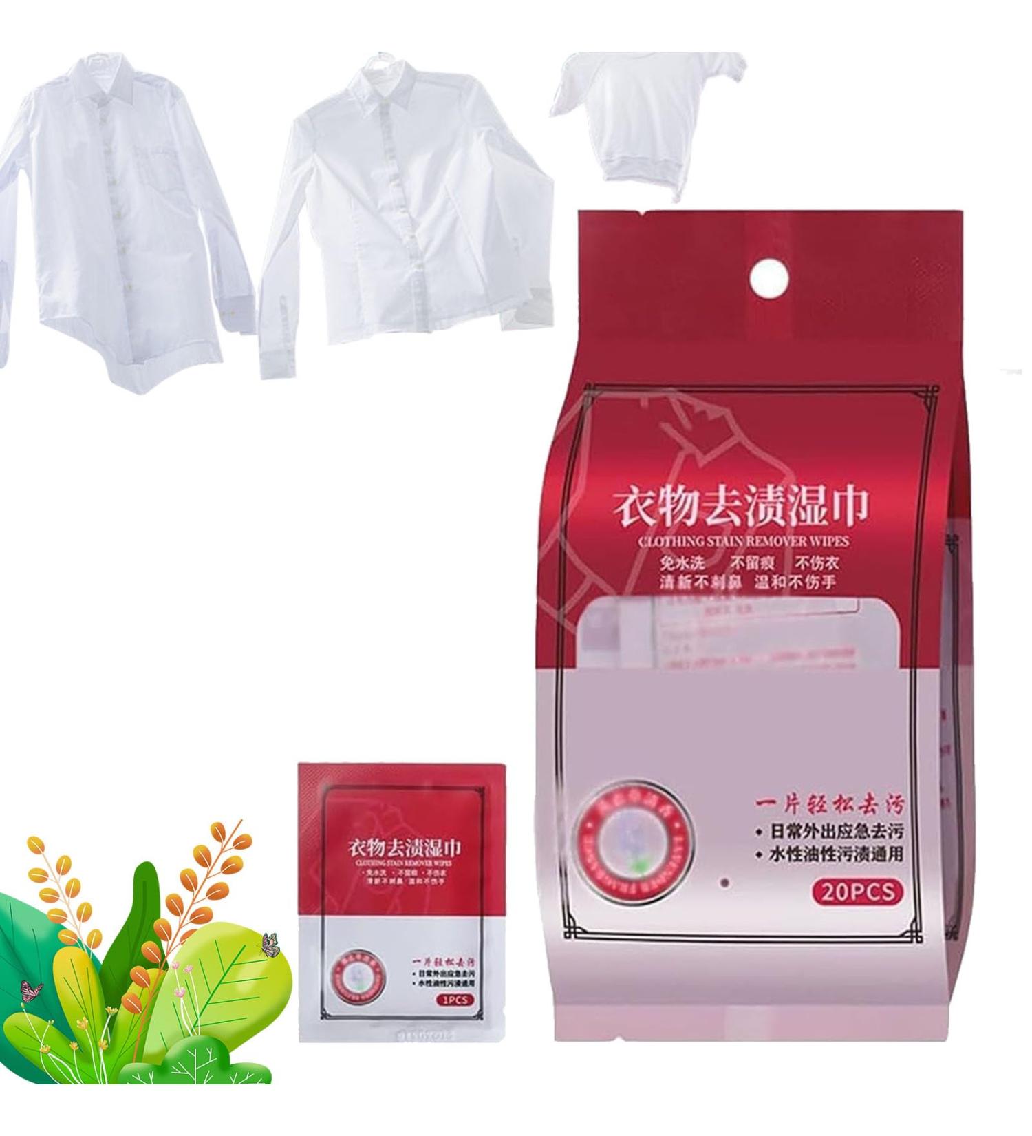 Clothes Stain Removal Wipes Stain Removal Wet Wipes 20Pcs/Bag Stain Removal Wipes Portable Emergency Water-free Decontamination Wipes for oil stains stains (1 Pack) - Buy Online on GoSupps.com