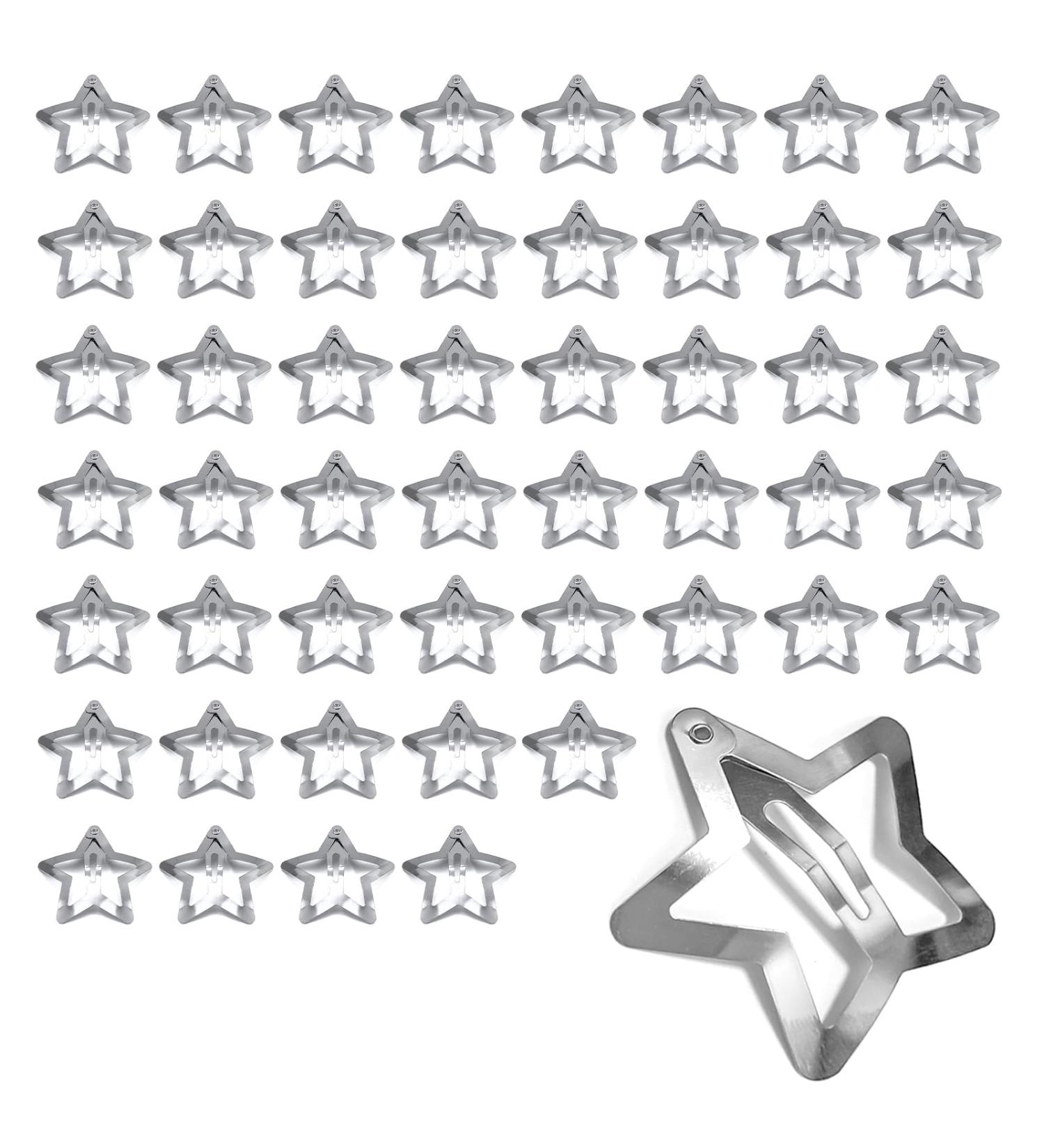 Star Snap Hair Clips 50 Pcs Silver Star Hair Clips Barrettes Small Metal Stars Snap Hairclips Barrette Accessories for Girls Women - Buy Online on GoSupps.com
