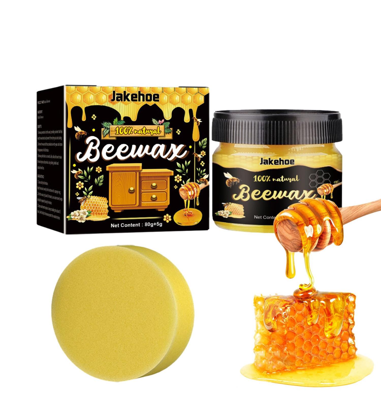 Natural Beeswax Cleaner - 80g Traditional Seasoning Beeswax Furniture Conditioner Furniture Cleaner and Polish with 1 Sponge Wood Scratch Repair Wax for Wood Doors Tables Cabinets Hixip - Buy Online on GoSupps.com
