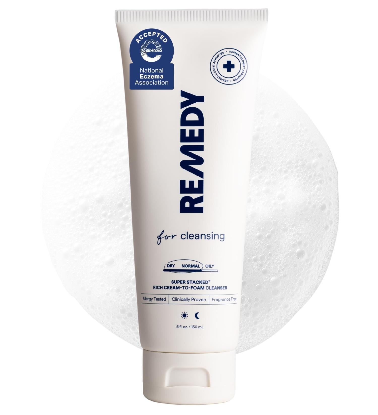 Remedy for Rich Cream Cleansing | Cream-to-Foam Face Wash with Ceramides Glycerin and Panthenol | Hydrating Cleanser for Normal to Dry Skin | By Dermatologist Dr. Shah 5 fl. Oz - Buy Online on GoSupps.com