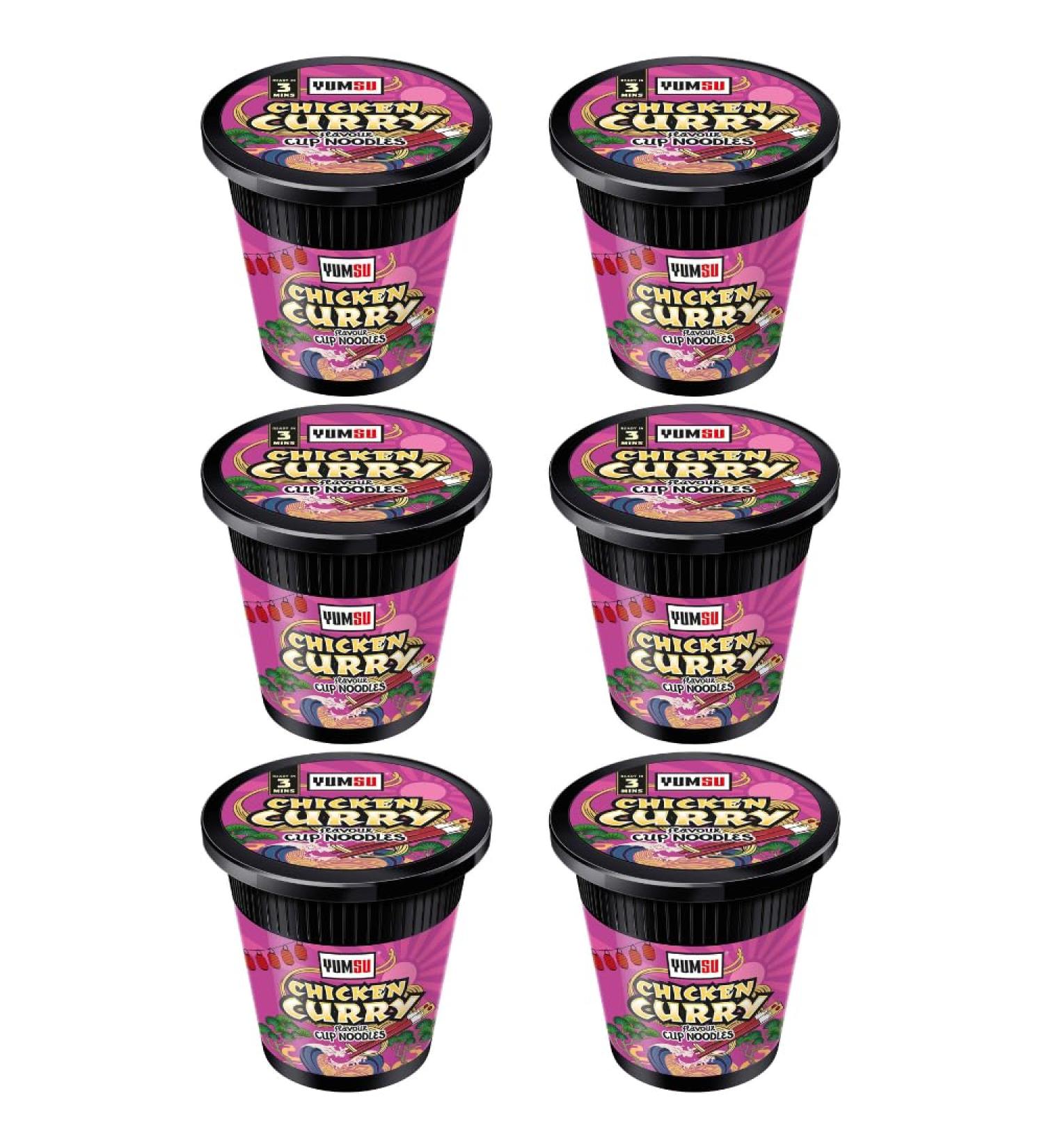 Instant Pot Noodles Halal Certified Instant Chicken Curry Flavoured Noodles Vegetarian Egg Free 60g (Pack of 6) + FabFinds Mug - Buy Online on GoSupps.com