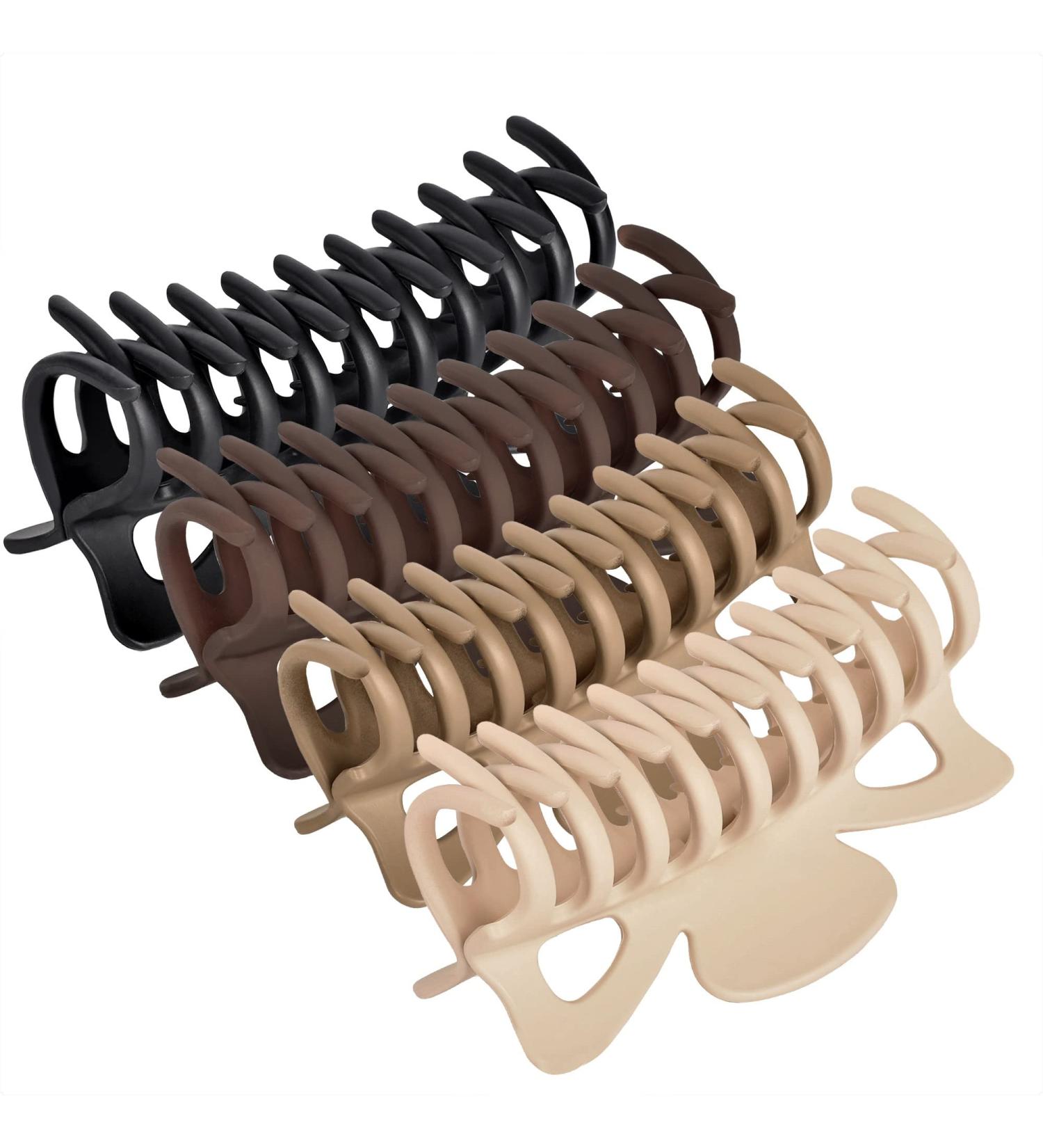 Jumbo Hair Clips for Women - Extra Large 4.7 Inch Claw Clips for Thick Hair - Fashion Hair Accessories in Neutral/Brown - Pack of 4 - Buy Online on GoSupps.com