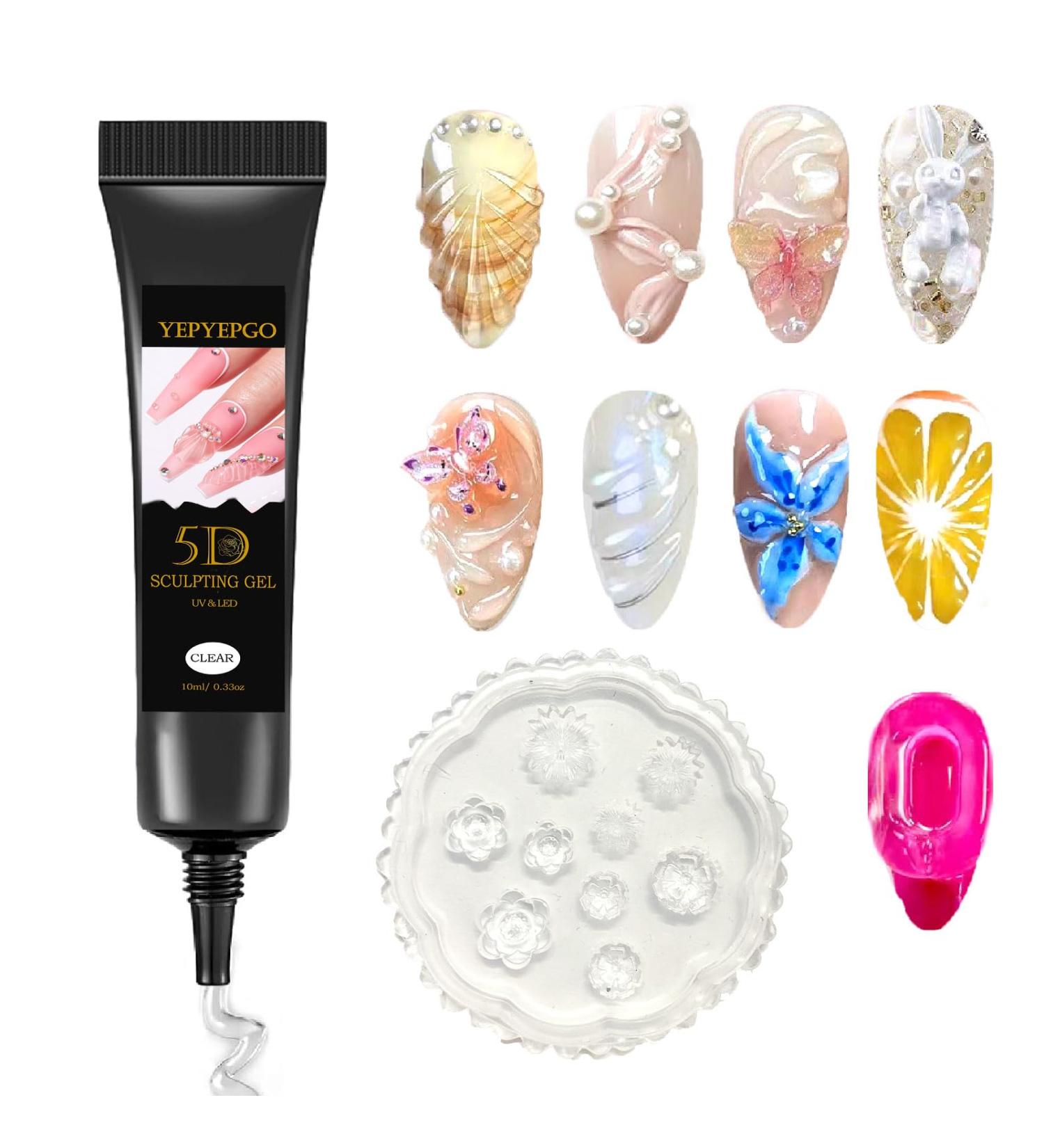 3D Sculpting Gel for Nail Art - No Wipe Clear Molding Gel with Silicone Mold | Rhinestone Glue & A-Tool Set for Carving & Decoration - Buy Online on GoSupps.com