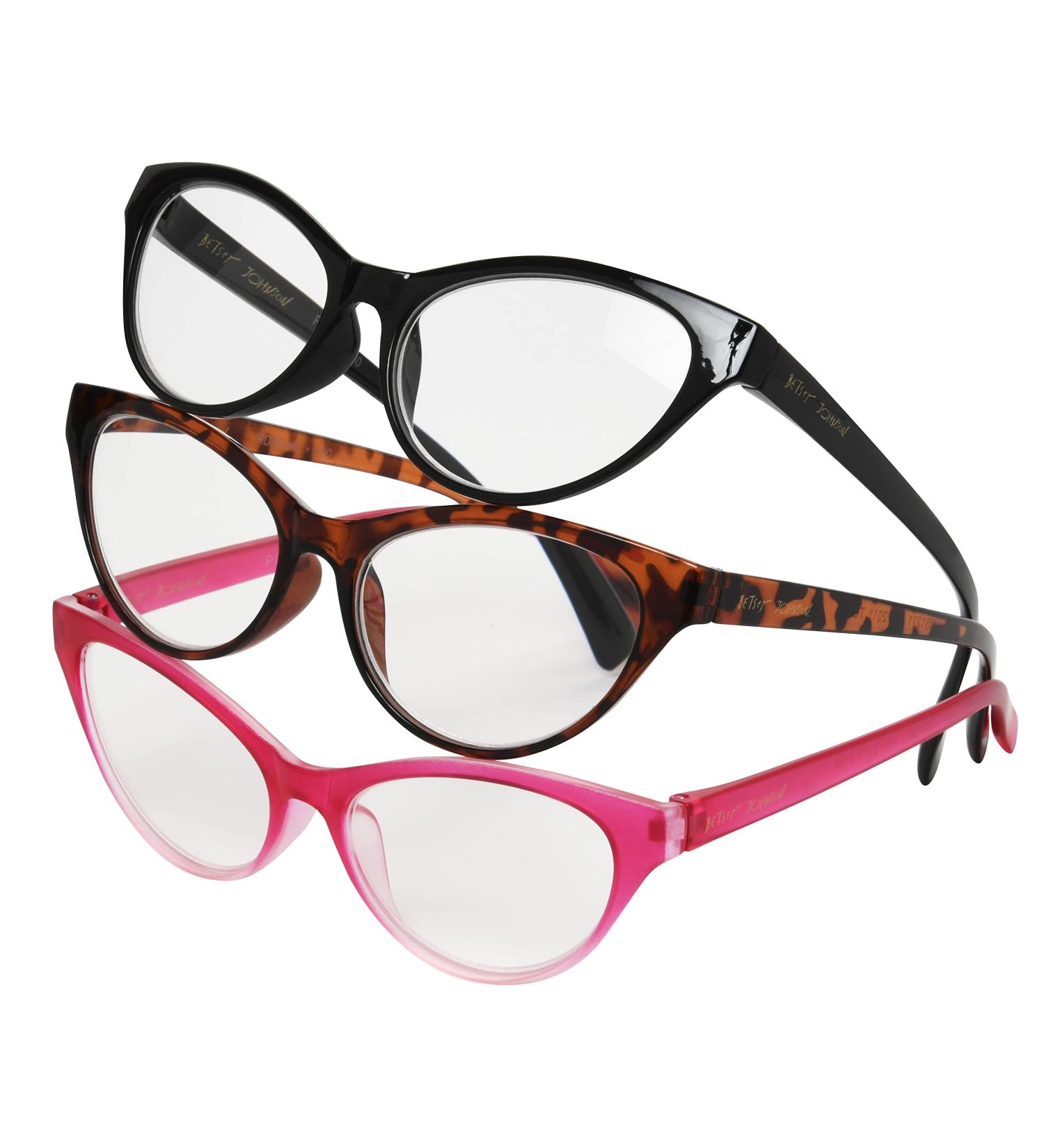 Betsey Johnson Women's Fairisle Cat Eye Reading Glasses - Black Tortoise Pink Gradient - 54mm +2.5 | Stylish & Chic eCommerce Shipping Internationally - Buy Online on GoSupps.com