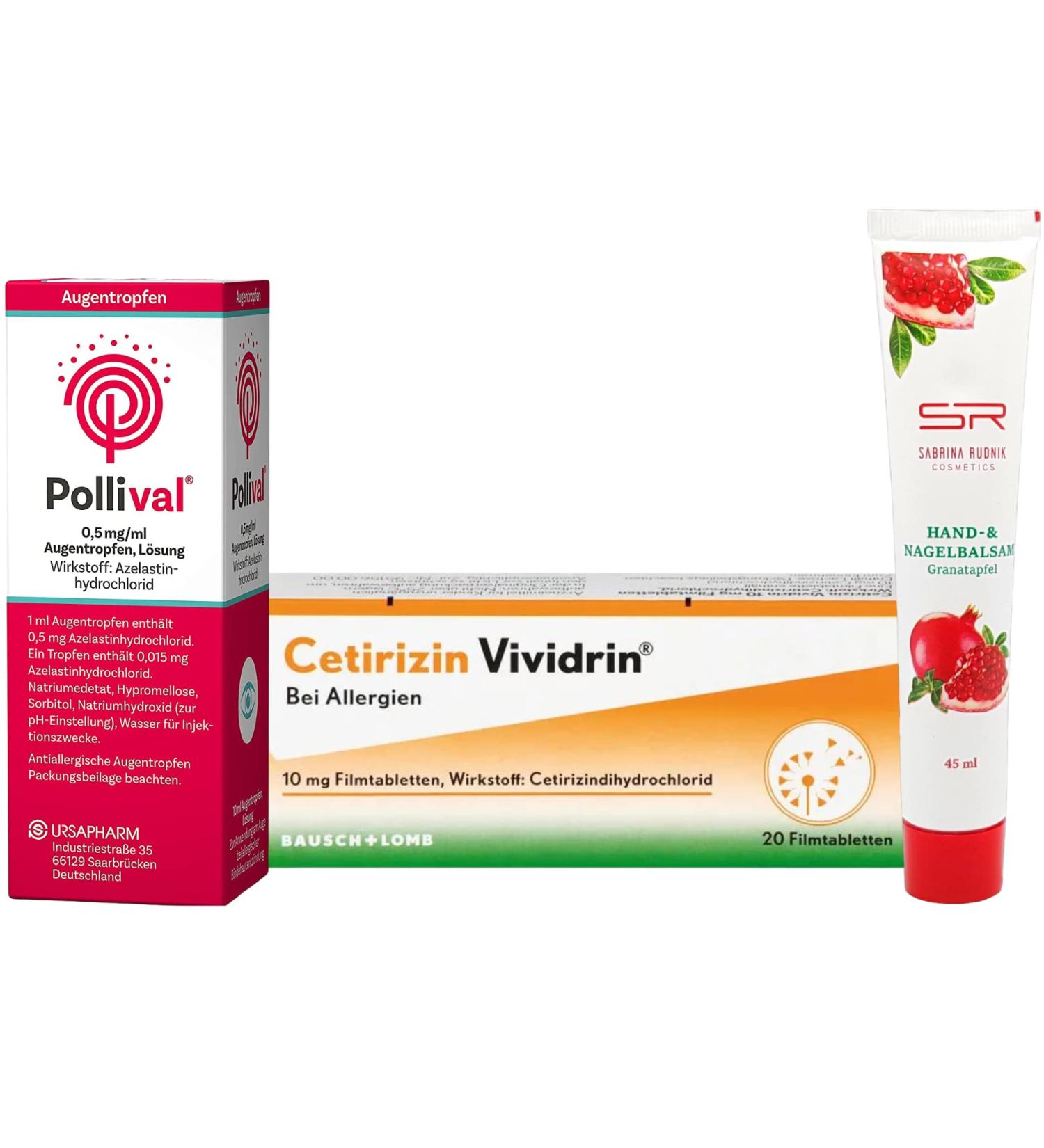 Allergy Savings Pack: Cetirizine & Vividrin (20 pcs) + Pollival Eye Drops (10 ml) + FREE Care Cream - Best Price & Fast International Shipping - Buy Online on GoSupps.com