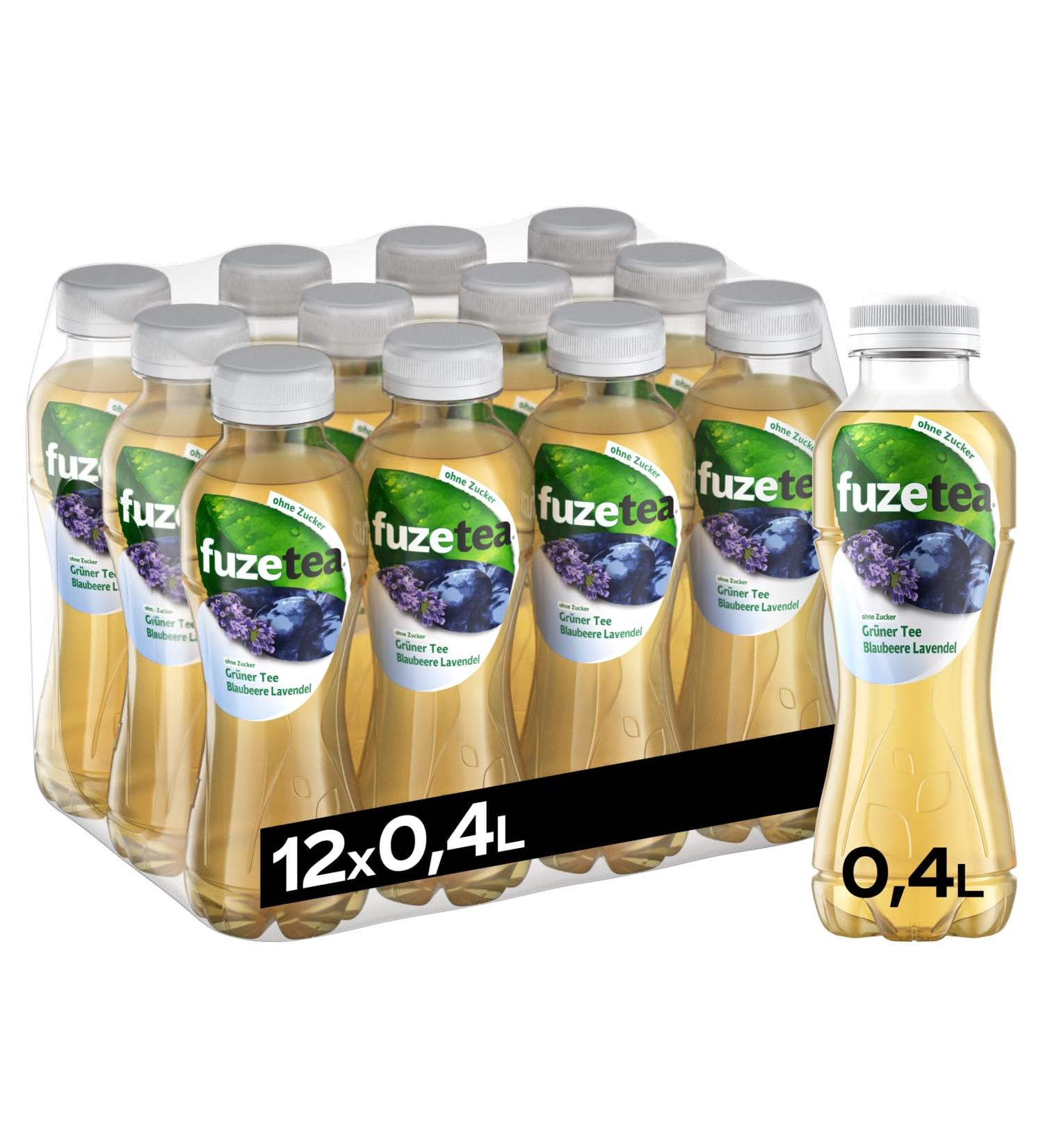Fuze tea green tea blueberry lavender - fusion made of green tea and fruity blueberry taste - without sugar and without calories - tea from sustainable cultivation - one -way bottles (12 x 400 ml)