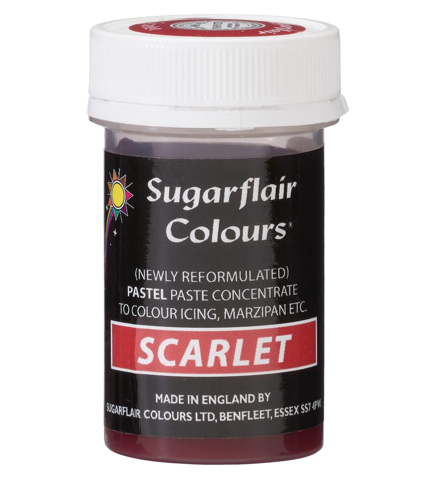 Sugarflair Scarlet Pastel Food Colouring Paste Highly Concentrated for Use with Sugar Pastes Buttercream Royal Icing or Cake Mix Subtle Colour Dye - 25g