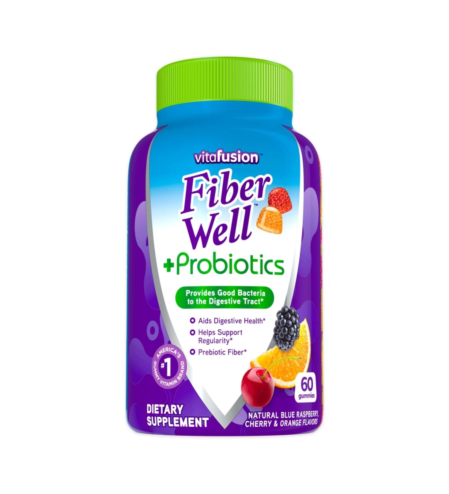 Vitafusion Fiber Well + Probiotics Gummies for Adults - 60 Count - Buy Online on GoSupps.com