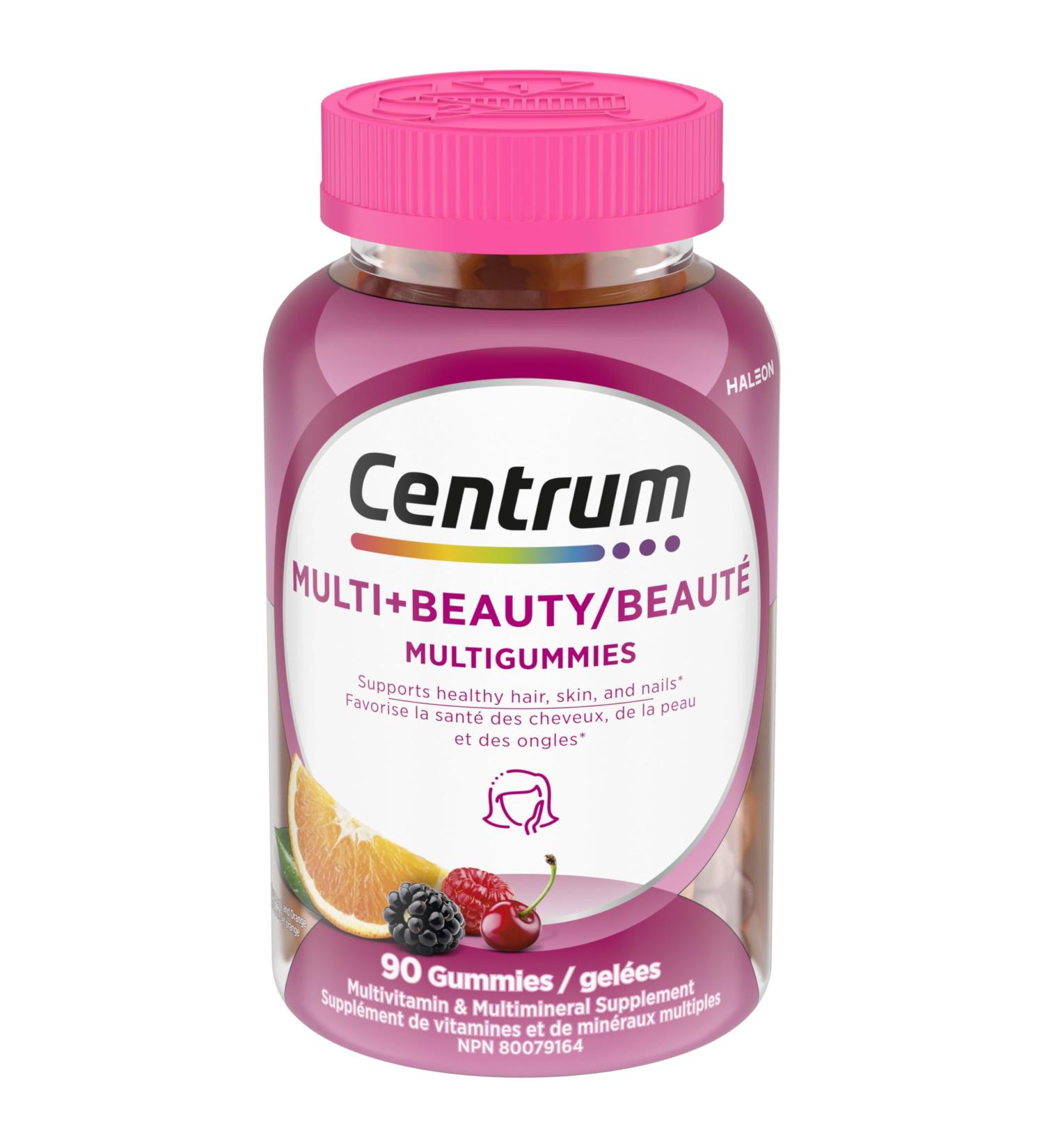 Centrum MultiGummies Multi+Beauty Multivitamin Gummies Hair Skin & Nails Vitamins for Men & Women Cherry Berry and Orange Flavours 90 Gummies (Packaging May Vary) - Buy Online on GoSupps.com