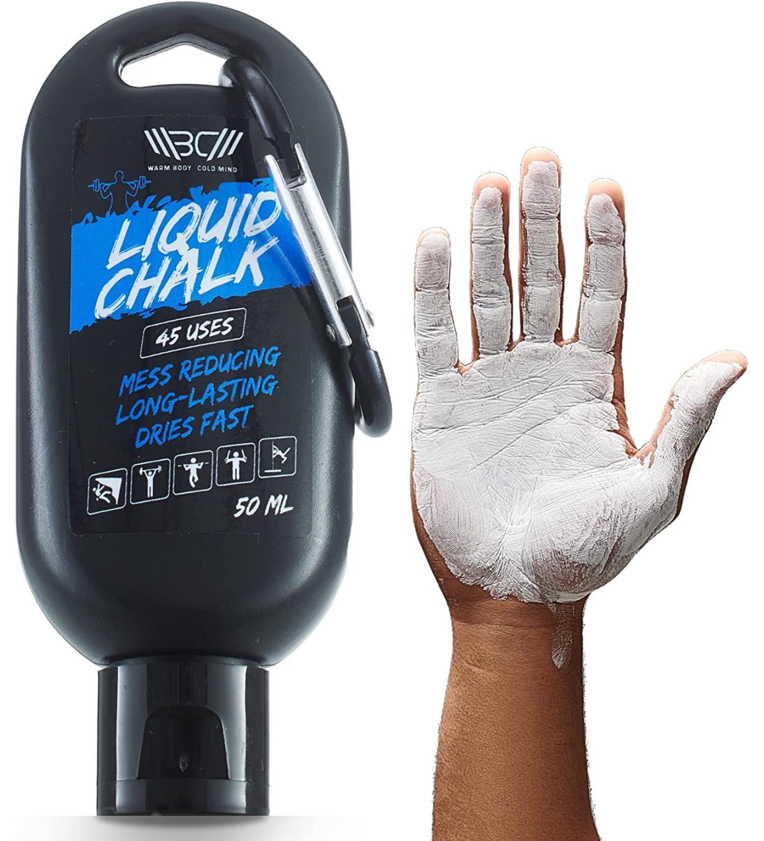 WARM BODY COLD MIND Liquid Chalk Improves Grip for Crossfit  Weightlifting  Powerlifting  Deadlifting  Gymnastics  Climbing  Pole Dancing  No Mess White 50ml - Buy Online on GoSupps.com