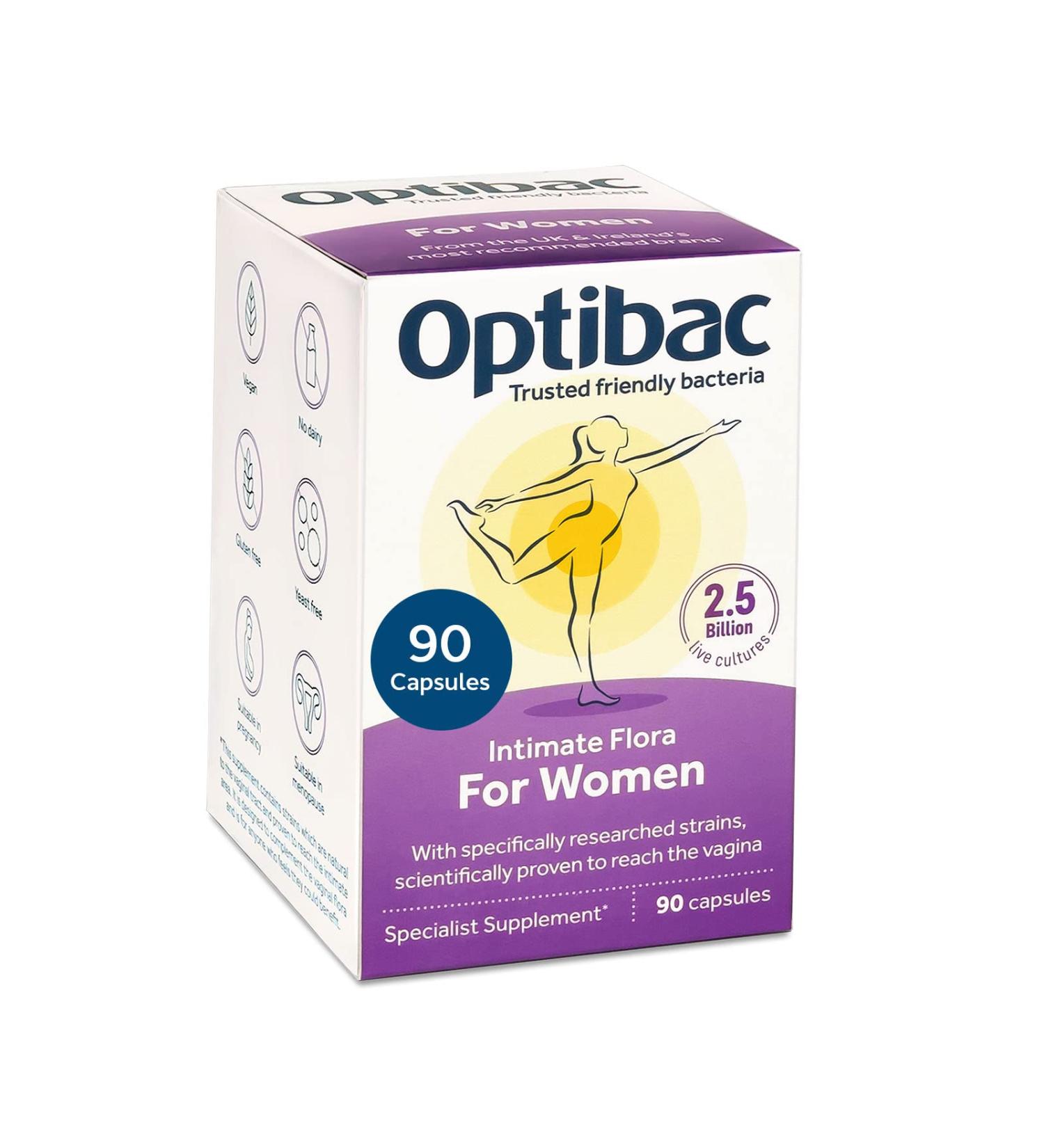 Optibac Probiotics for Women - Vegan Vagina Flora Supplement - 90 Capsules - Buy Online on GoSupps.com
