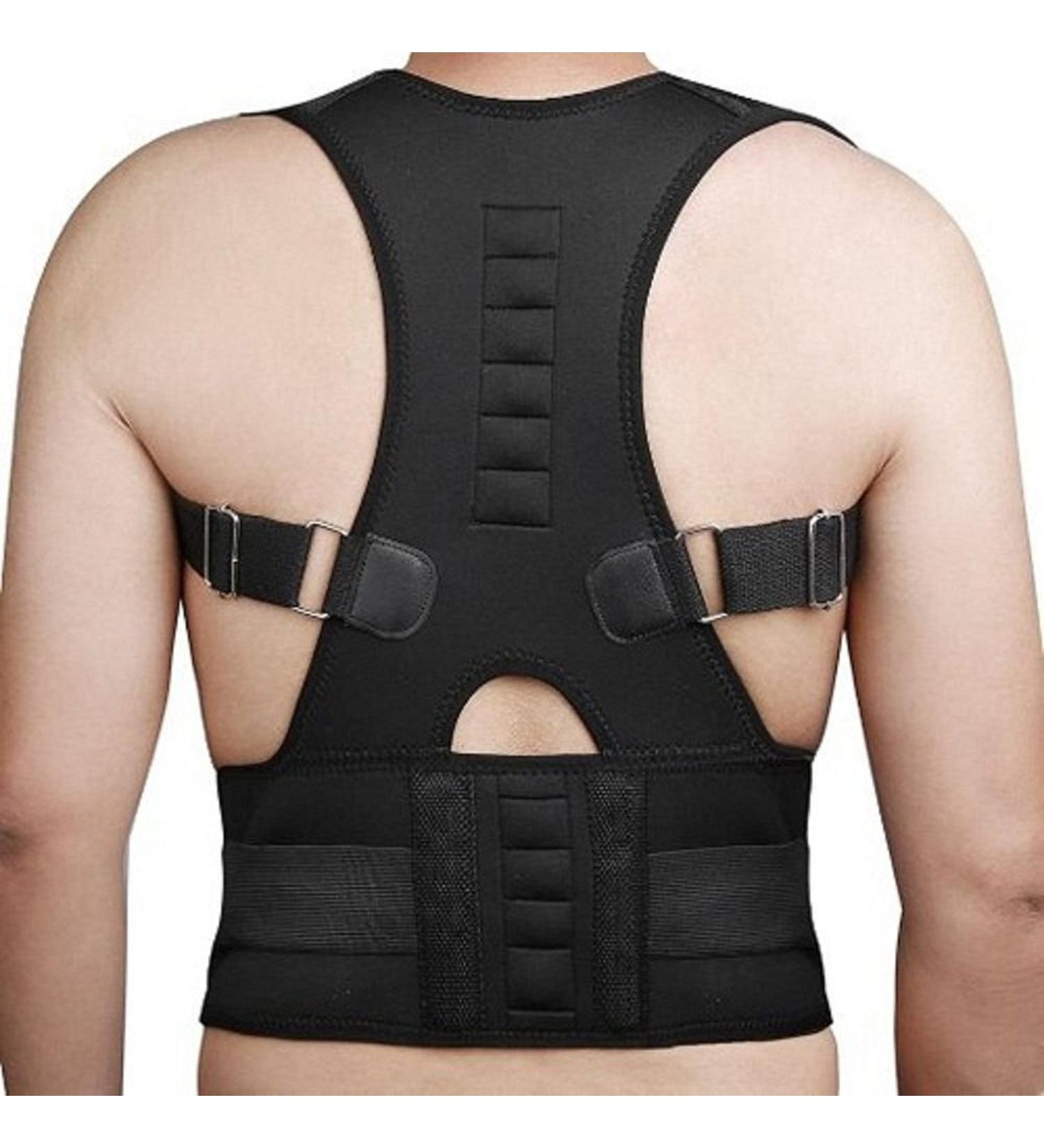 FOUMECH Back Brace Posture Corrector - Adjustable Support with 10 Magnets for Improved Posture & Lumbar Support - Pain Relief for Men & Women (XX-Large Black - Buy Online on GoSupps.com