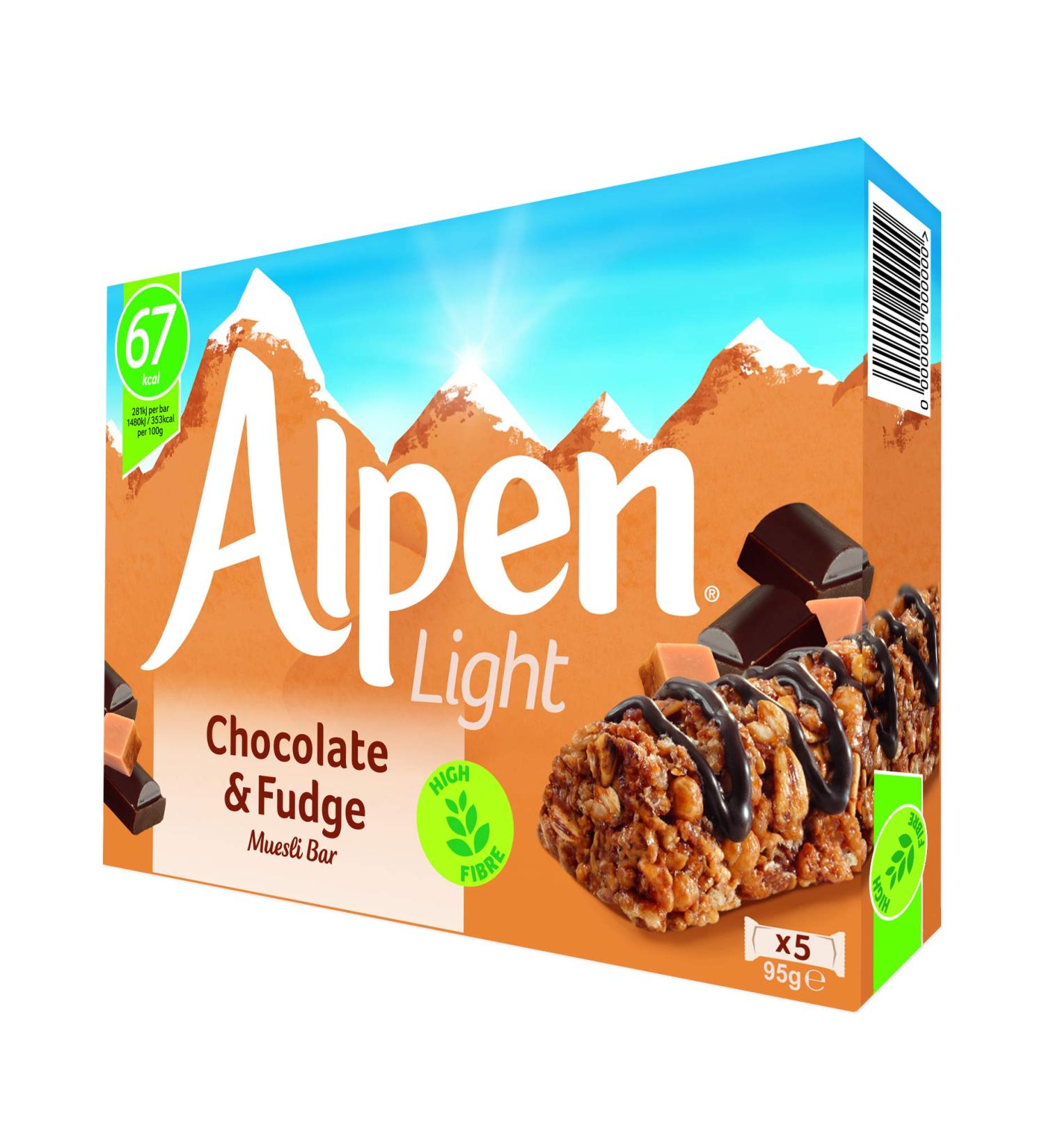 Alpen Set of 5 Choc & Fudge Light Bars 19 g