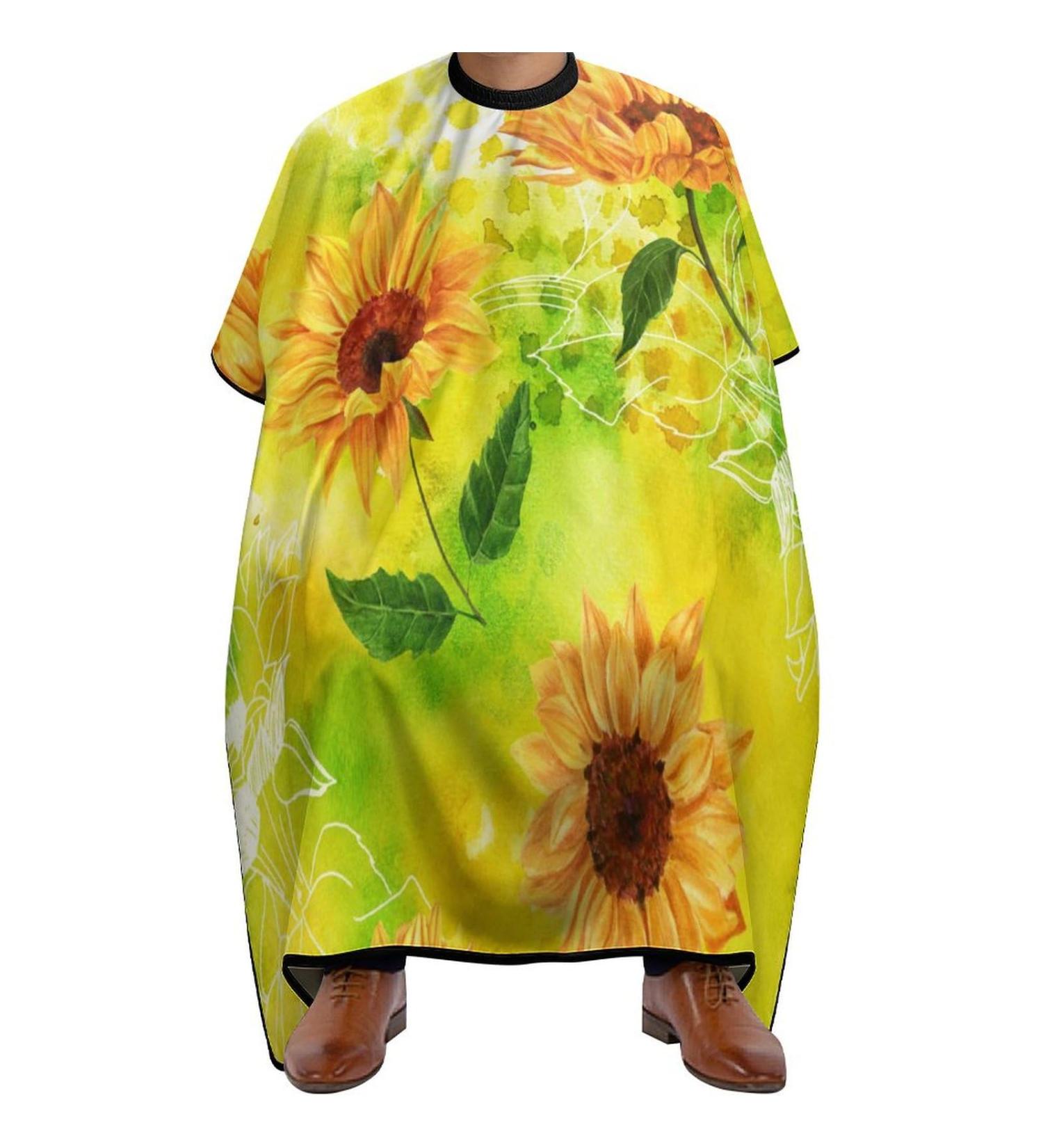 Vintage Watercolor Sunflower Haircut Capes for Adults - Water Resistant Salon Cape for Men & Women | Styling Gown for Hairdressers - Buy Online on GoSupps.com