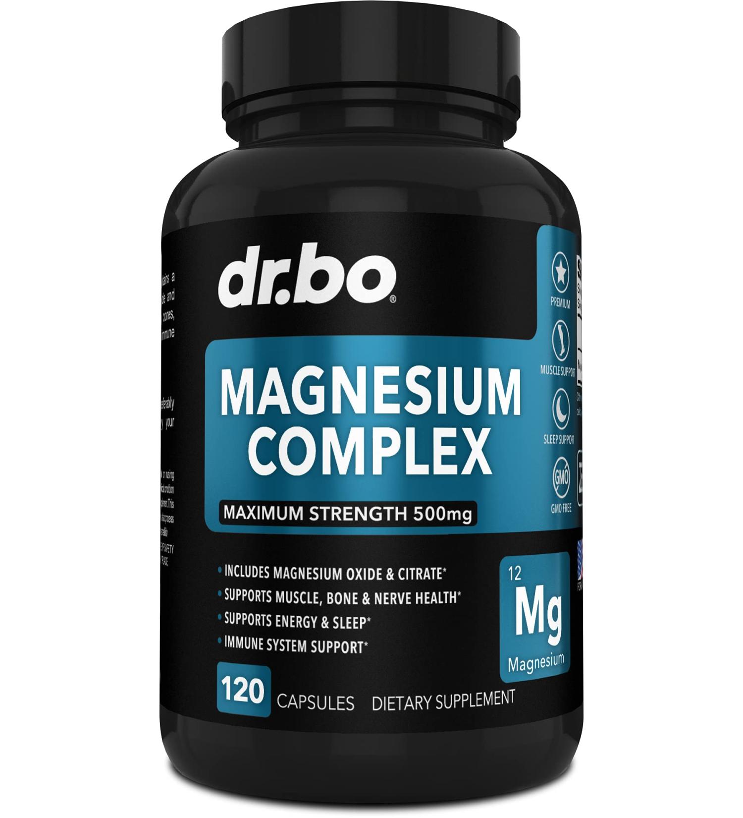 Premium Magnesium Complex Capsules 500mg - Energy Support & Muscle Recovery - 120 Capsules - Buy Online on GoSupps.com