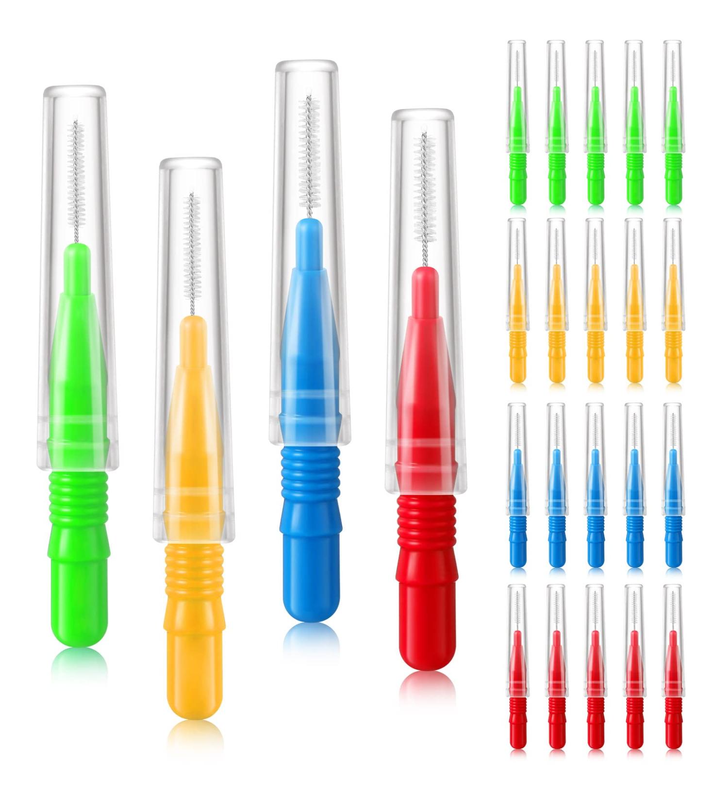 24-Piece Interdental Brushes for Braces - Mini Dental Floss with Lid | Gap Toothpick Cleaning - 0.8mm 4 Colors - Buy Online on GoSupps.com