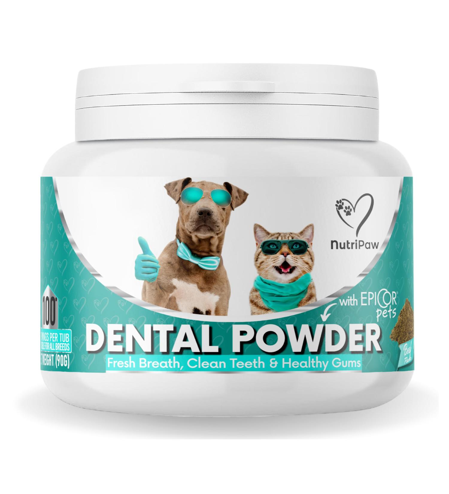 NutriPaw Dental Powder for Dogs & Cats - Clean Teeth, Healthy Gums & Fresh Breath - Plaque & Tartar Control - Fuss-Free Oral Care Solution - Lasts Up to 6 months - Buy Online on GoSupps.com