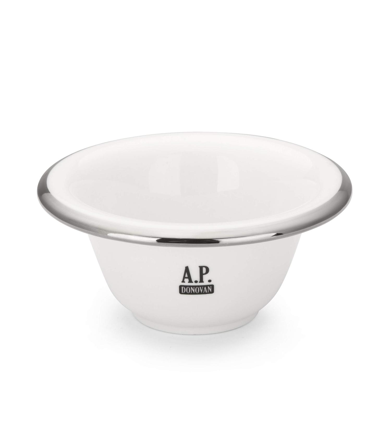 A.P. Donovan Shaving Shell - Simple Porcelain Soap Bowl | Elegant White with Platinum Edge for Luxurious Shaving Foam - Buy Online on GoSupps.com